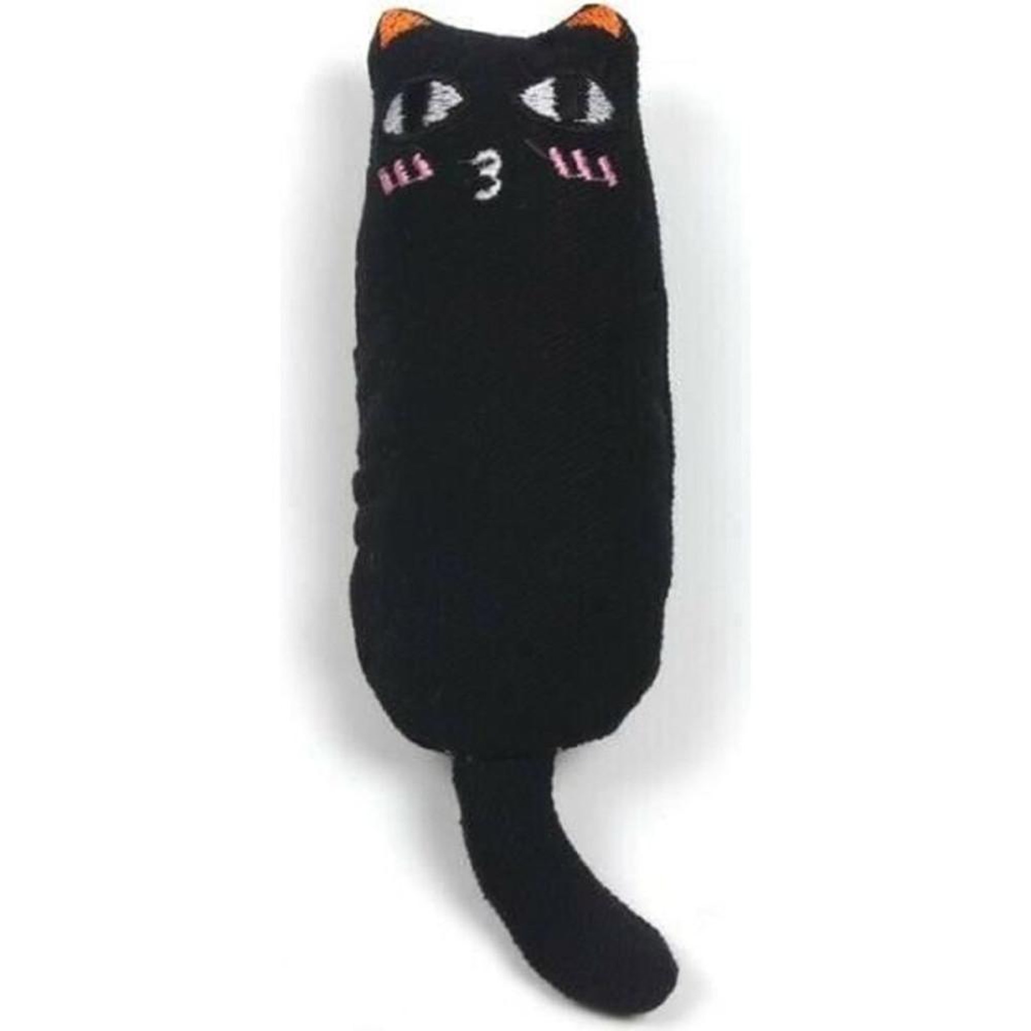 Peluche chat doudou à mâcher noir et menthe, herbe à chat pour attirer et stimuler le jeu (anti-stress)