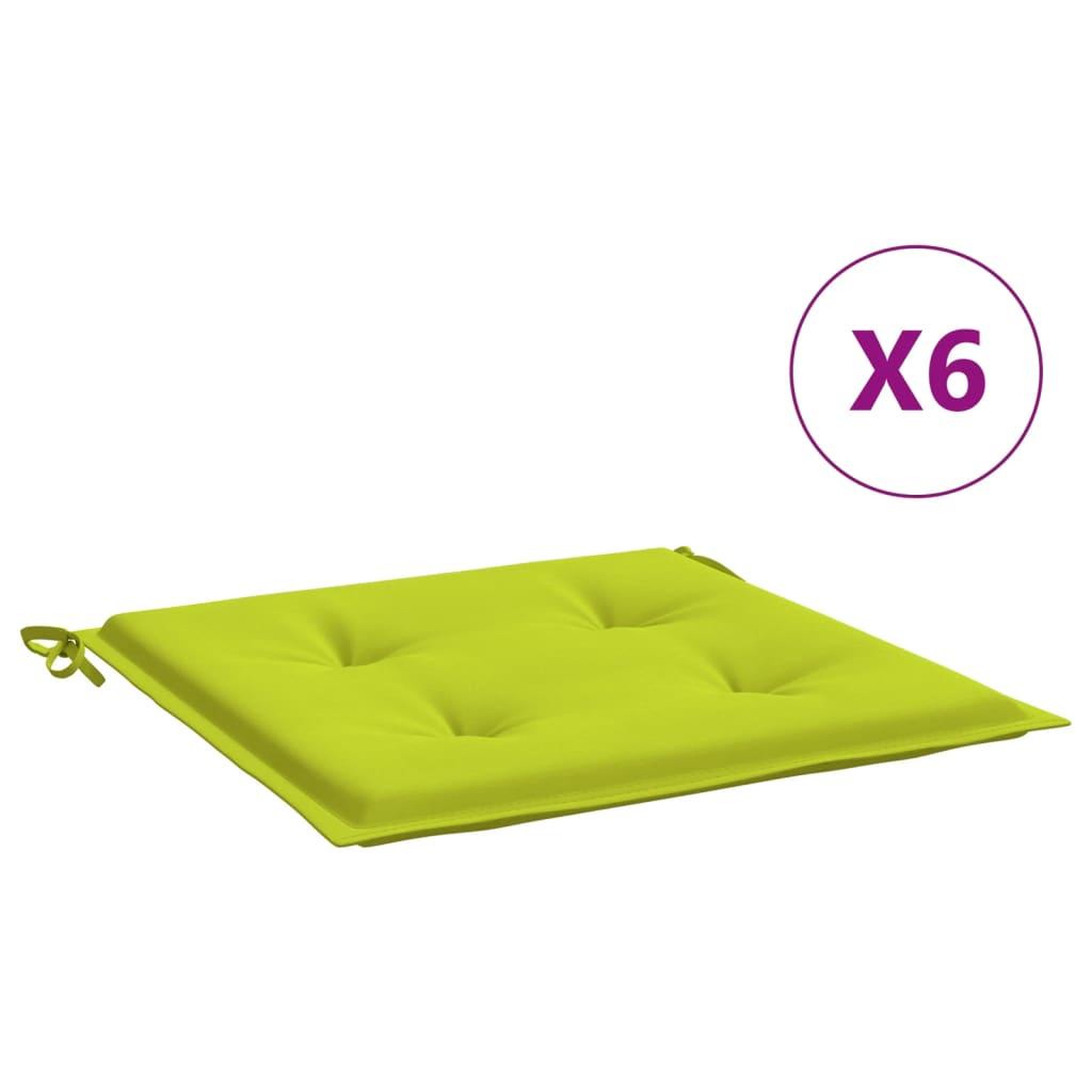 Voir la diapositive 2 : VIDAXL Coussins de chaise de jardin lot de 6 vert vif 50x50x3 cm