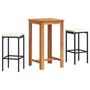 Voir la diapositive 2 : VIDAXL Ensemble de bar de jardin 3 pcs noir bois massif acacia rotin