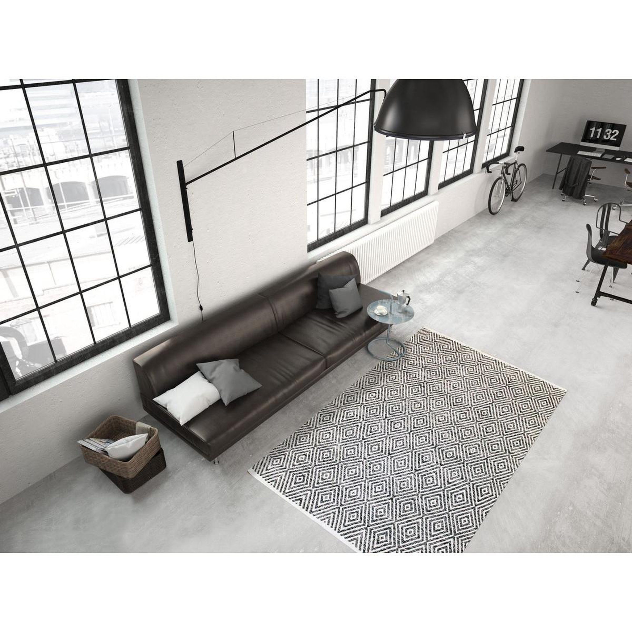 Voir la diapositive 2 : Paris Prix Tapis Géométrique Fait Main  Aperitif  Gris
