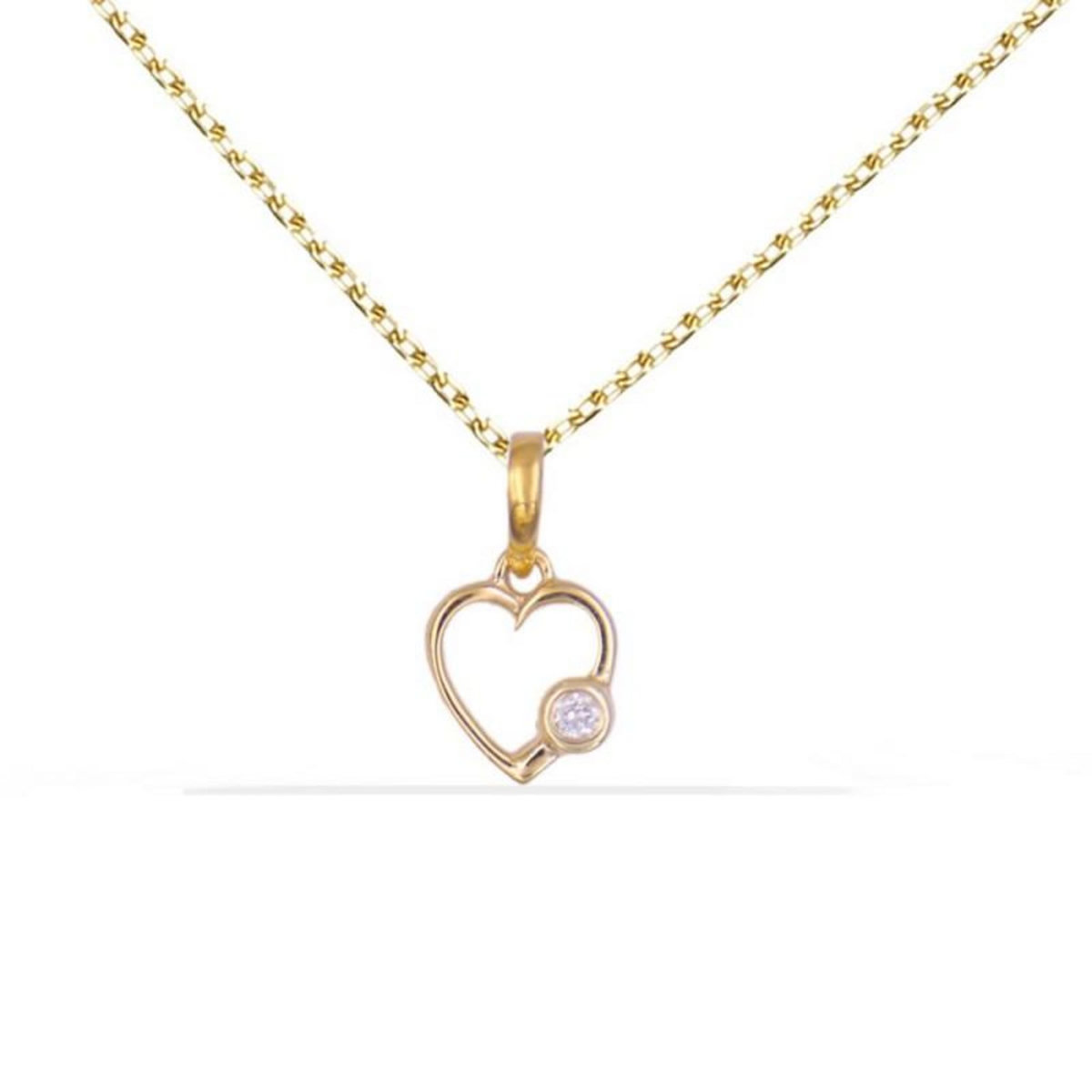 L'ATELIER D'AZUR Collier - Pendentif Or Jaune et Diamant - Coeur - Chaine Dorée