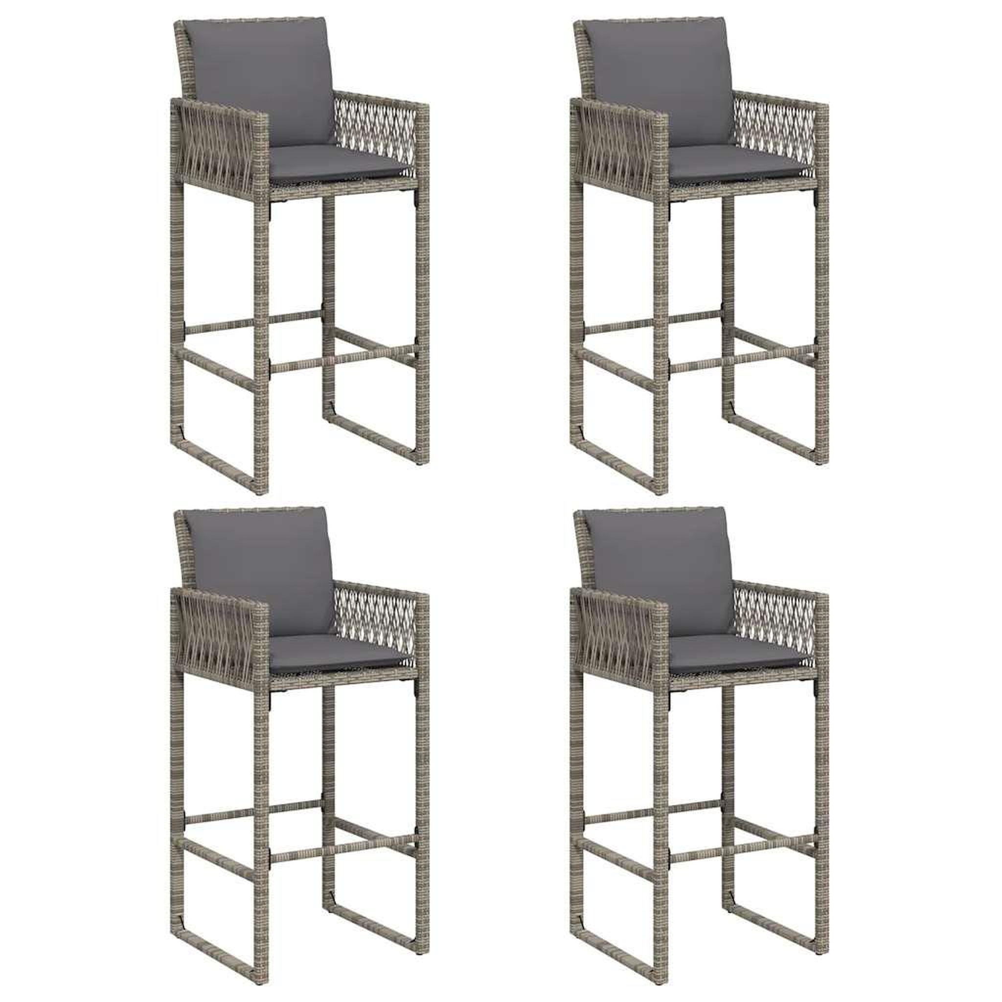 Voir la diapositive 5 : VIDAXL Ensemble de bar de jardin 5 pcs avec coussins gris poly rotin