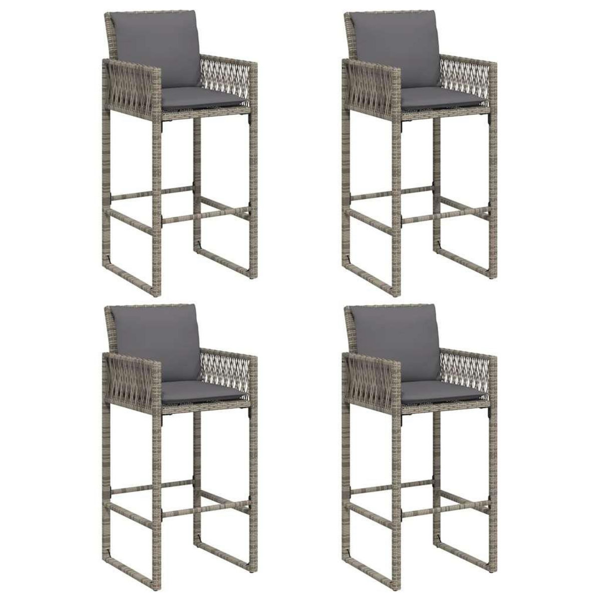 VIDAXL Ensemble de bar de jardin 5 pcs avec coussins gris poly rotin