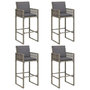 Voir la diapositive 5 : VIDAXL Ensemble de bar de jardin 5 pcs avec coussins gris poly rotin