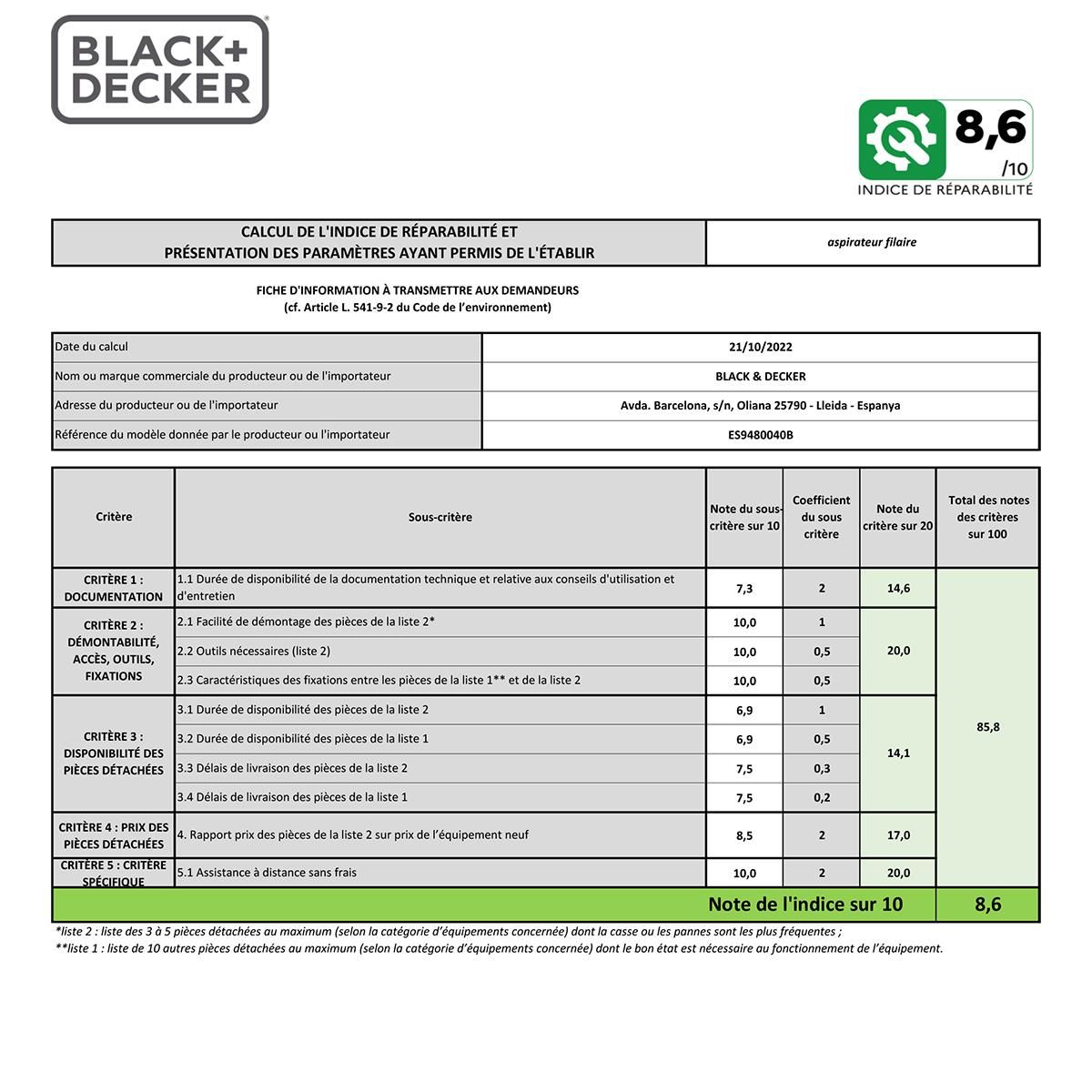 Black et Decker Aspirateur traineau 74db gris/bleu - bxvmb700e