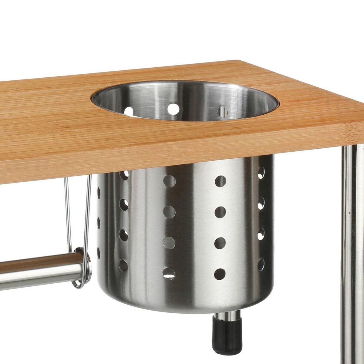 SECRET DE GOURMET Etagère de cuisine porte ustensiles et essuie-tout en bambou - 51 x 21 cm