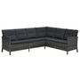 Voir la diapositive 2 : VIDAXL Salon de jardin 4 pcs avec coussins resine tressee gris