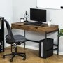 Voir la diapositive 2 : HOMCOM Bureau style industriel dim. 110L x 55l x 75H cm cm tiroir + 2 tiroirs piètement métal noir plateau MDF aspect bois