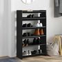 Voir la diapositive 3 : VIDAXL Etagere a chaussures noir 60x25x100 cm bois d'ingenierie
