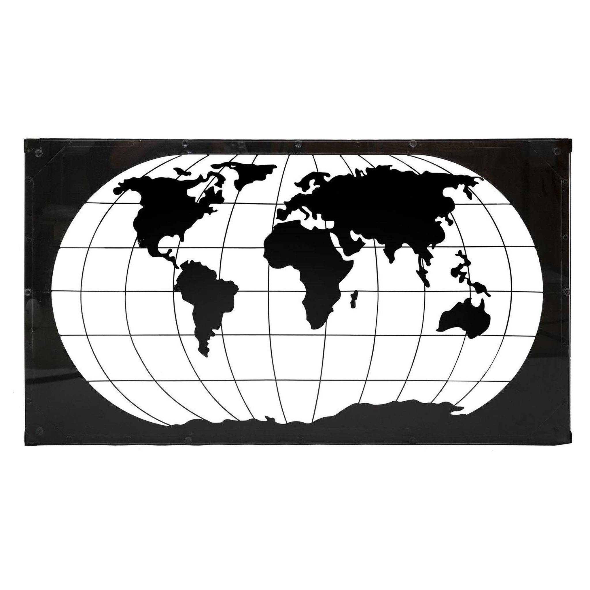 Voir la diapositive 3 : ATMOSPHERA Table basse design métal mappemonde - l. 110 x h. 52 cm - noir