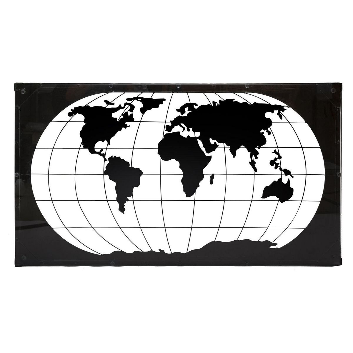 ATMOSPHERA Table basse design métal Mappemonde - L. 110 x H. 52 cm - Noir