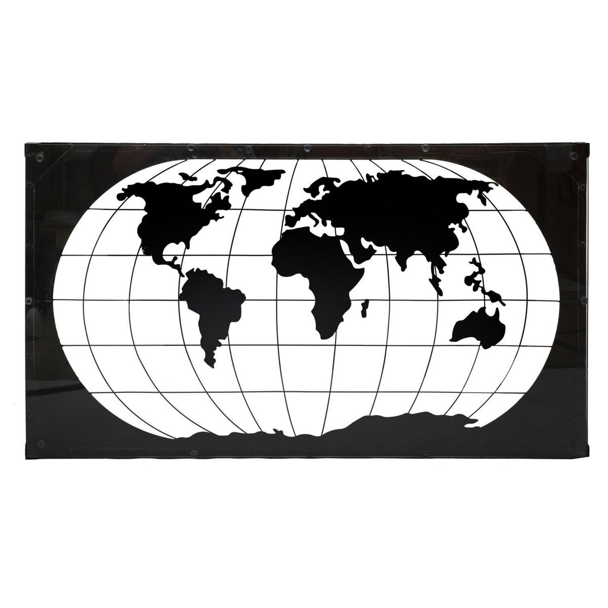 ATMOSPHERA Table basse design métal Mappemonde - L. 110 x H. 52 cm - Noir