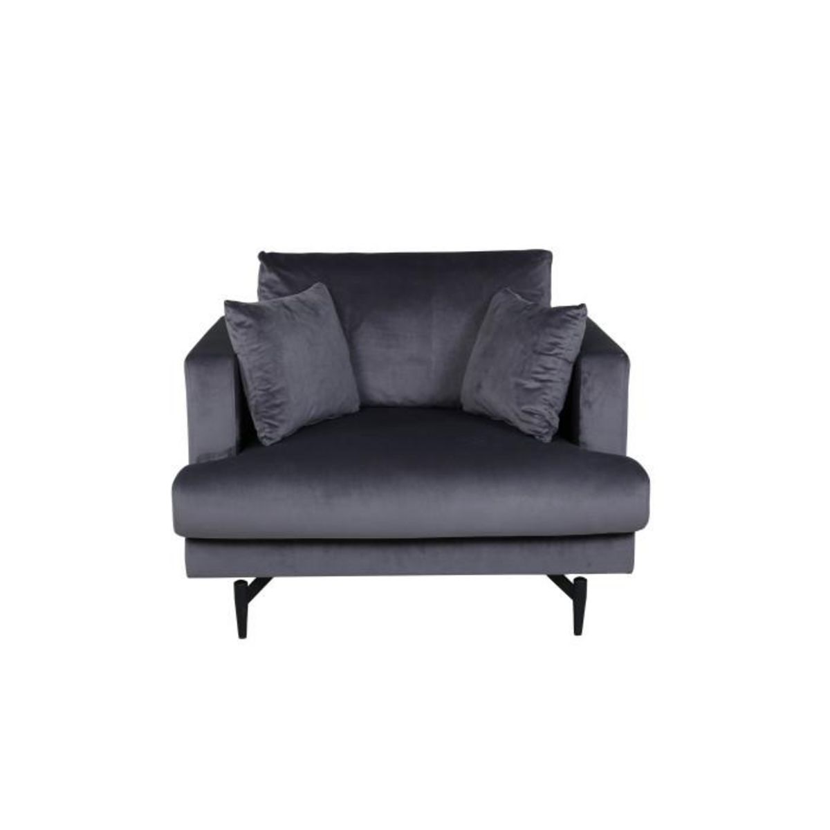 Paris Prix Fauteuil en Velours  Sofia  104cm Gris Foncé