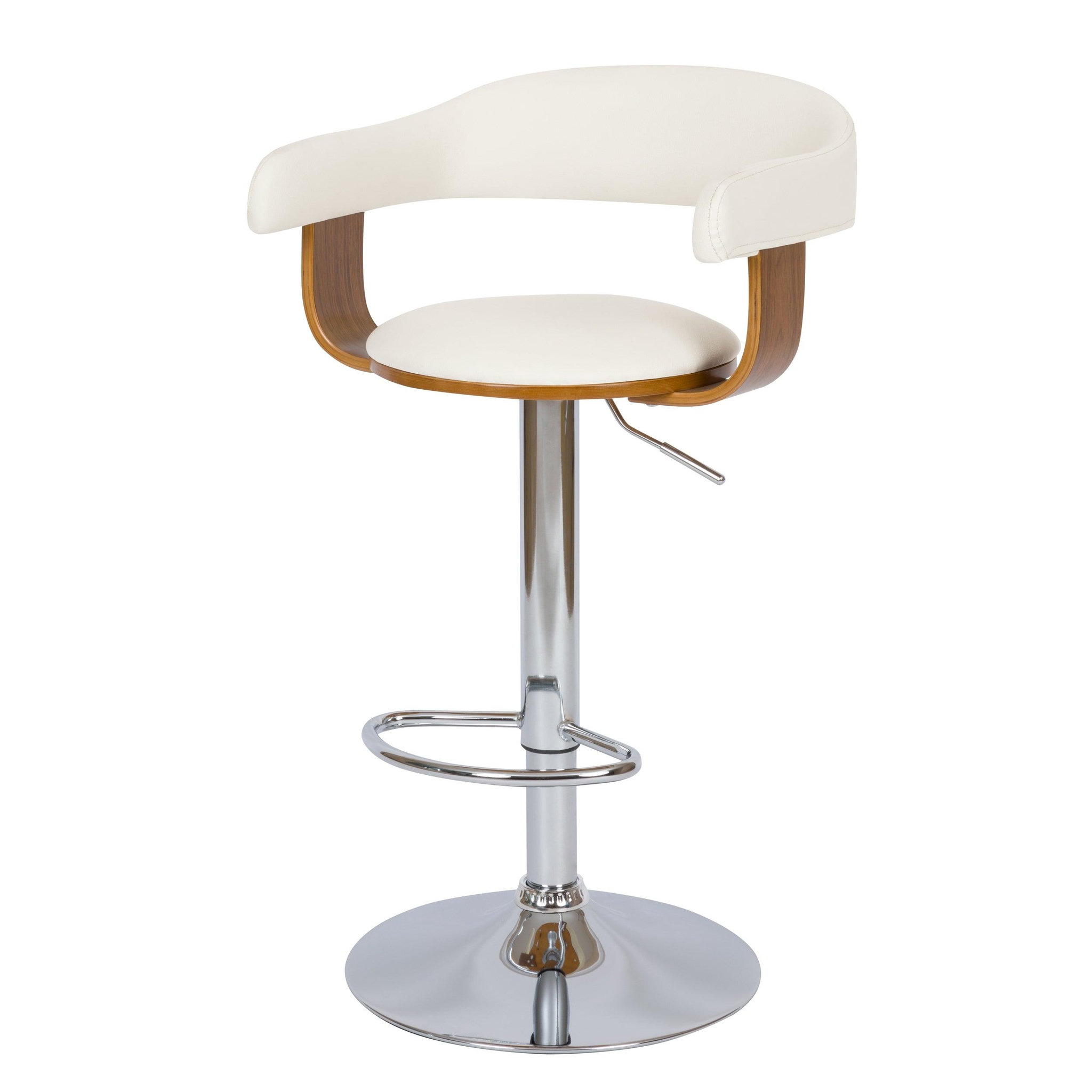 MAISON PAVANE Chaise de bar réglable et pivotante 62/84 cm en cuir synthétique blanc-harold