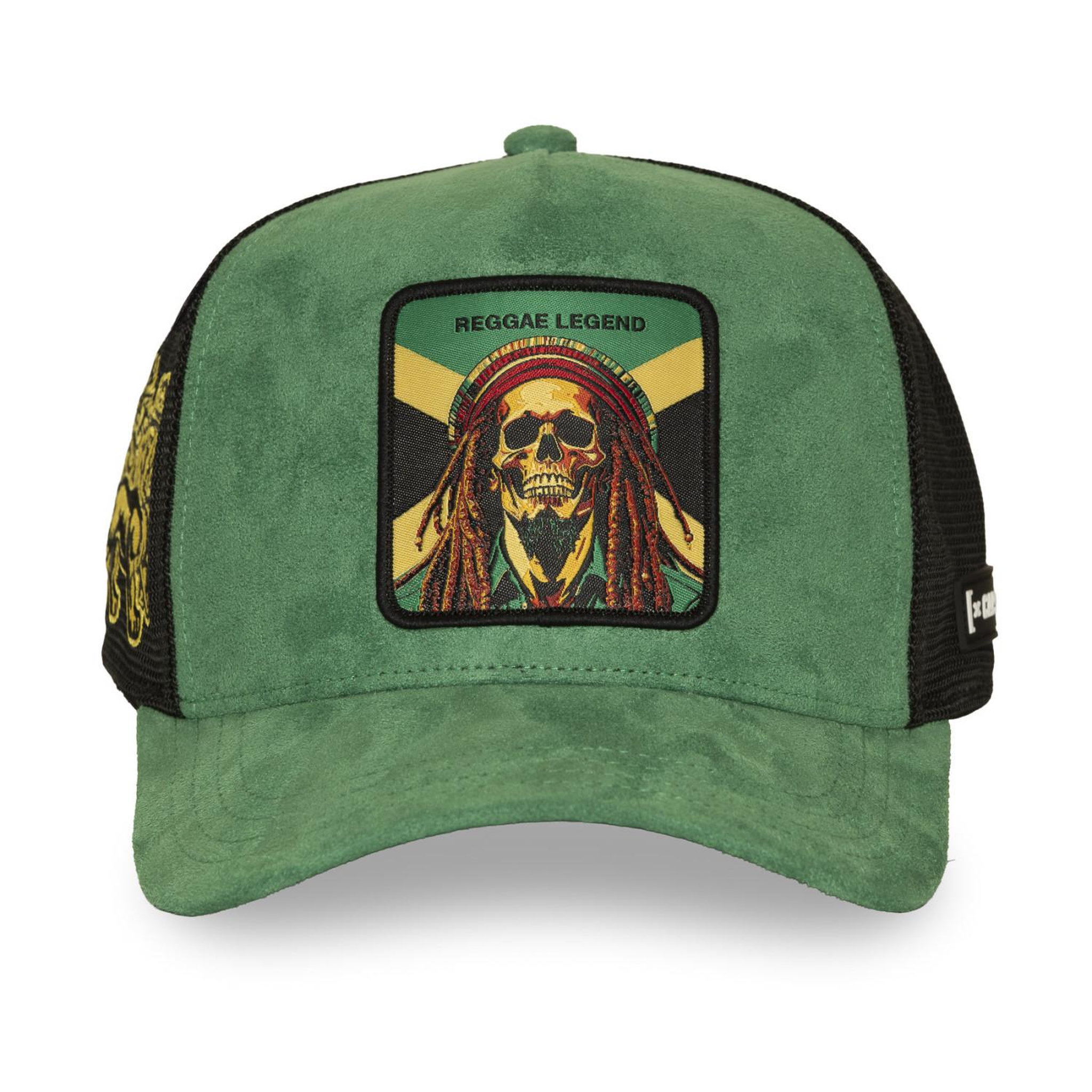 Voir la diapositive 2 : CAPSLAB Casquette trucker en suédine avec filet et patch reggae legend