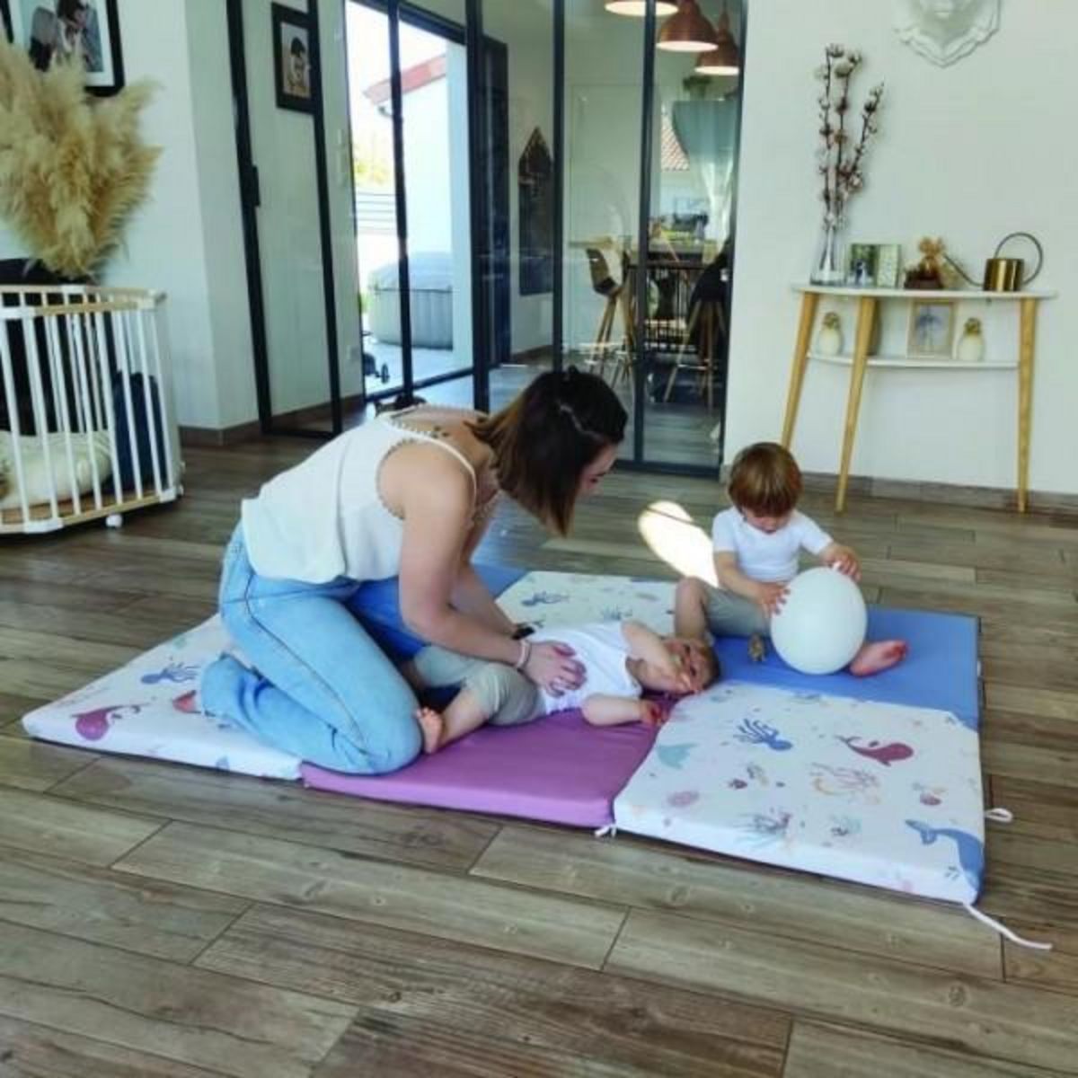 TINEO Maxi Tapis d'éveil Malin TINEO TRESORS DE L'OCEAN 5en1 - Tapis évolutif multifonction - 120x180x5 cm