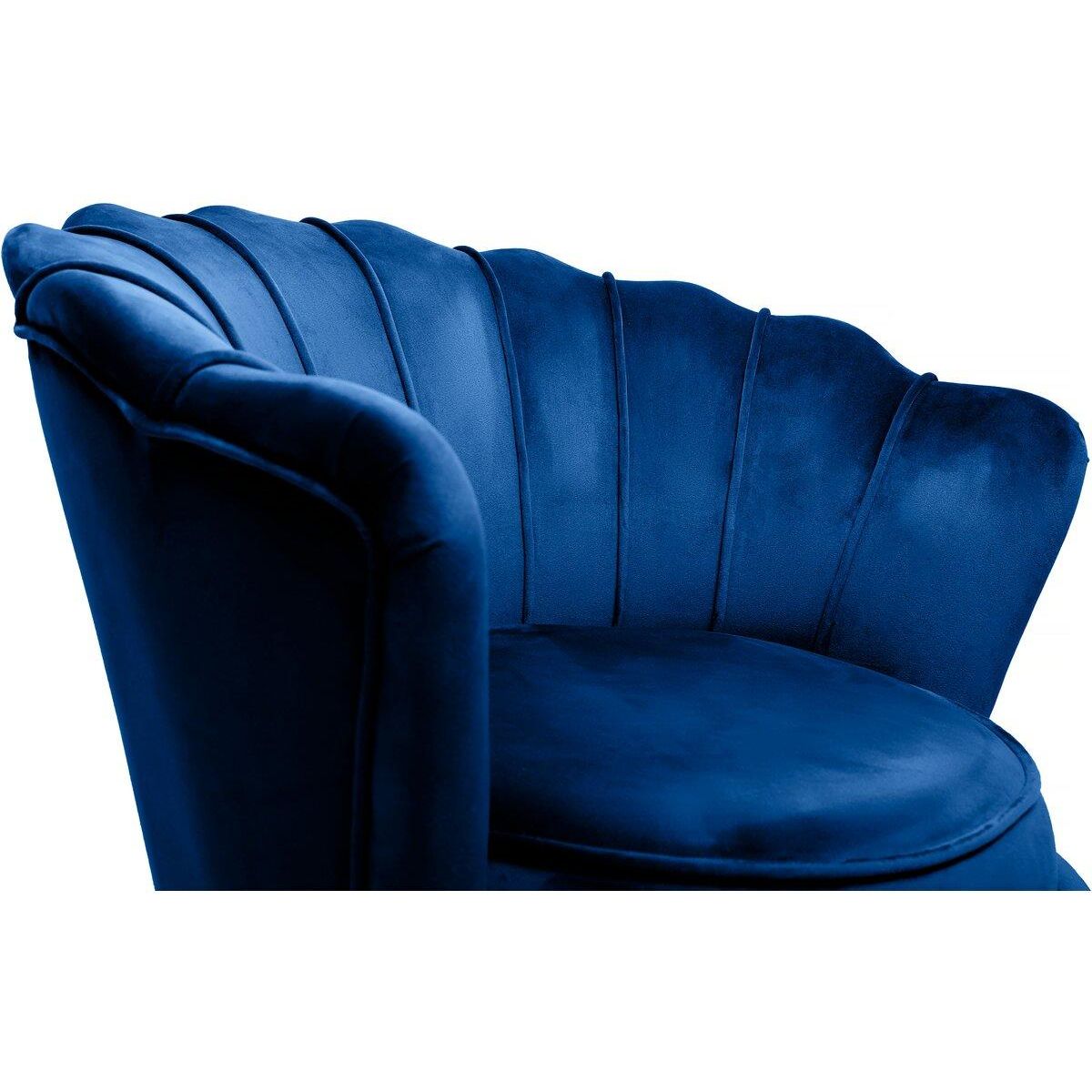 Habitat et Jardin Fauteuil velours  Floria  - 70 x 73 x 76 cm - Bleu