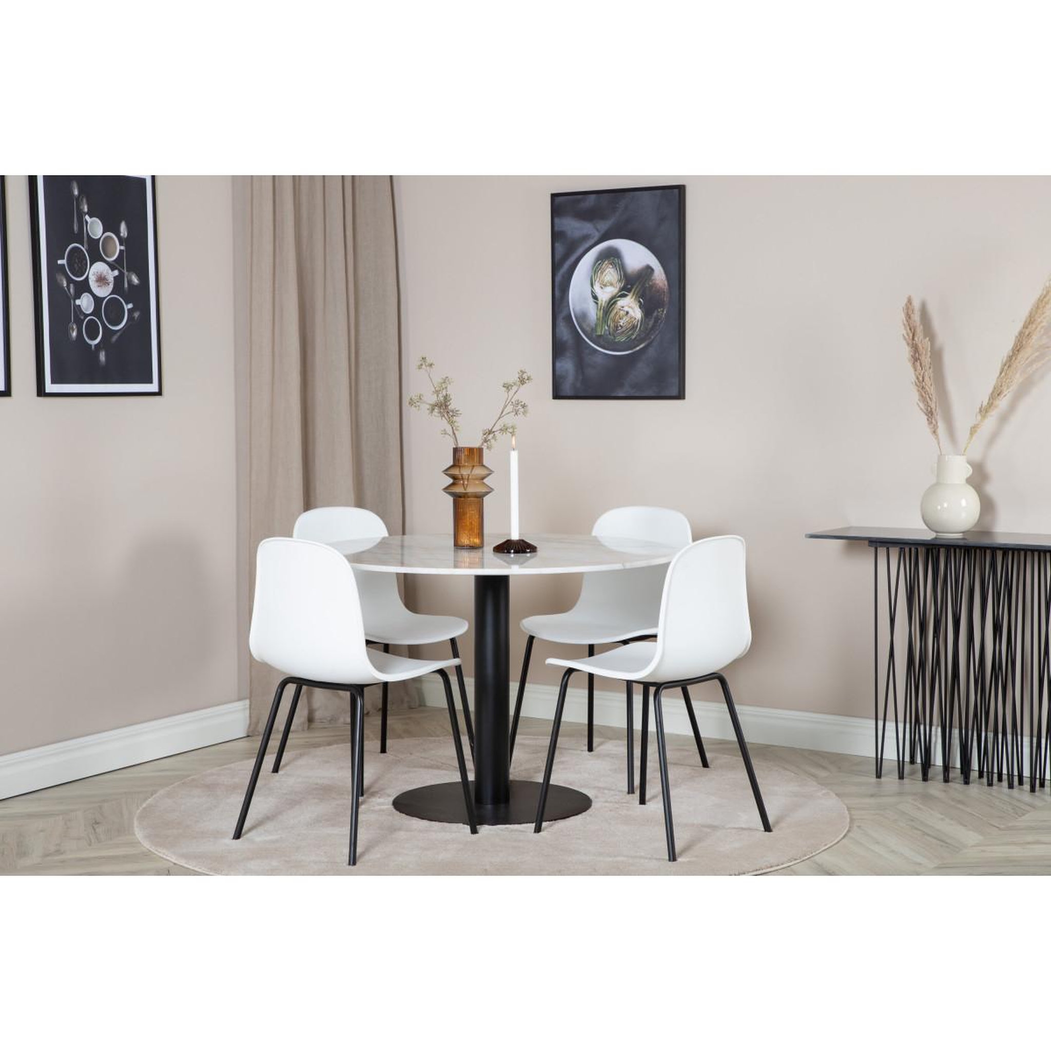 Voir la diapositive 5 : Paris Prix Ensemble table à manger & 4 chaises  estelle & artic  106cm blanc
