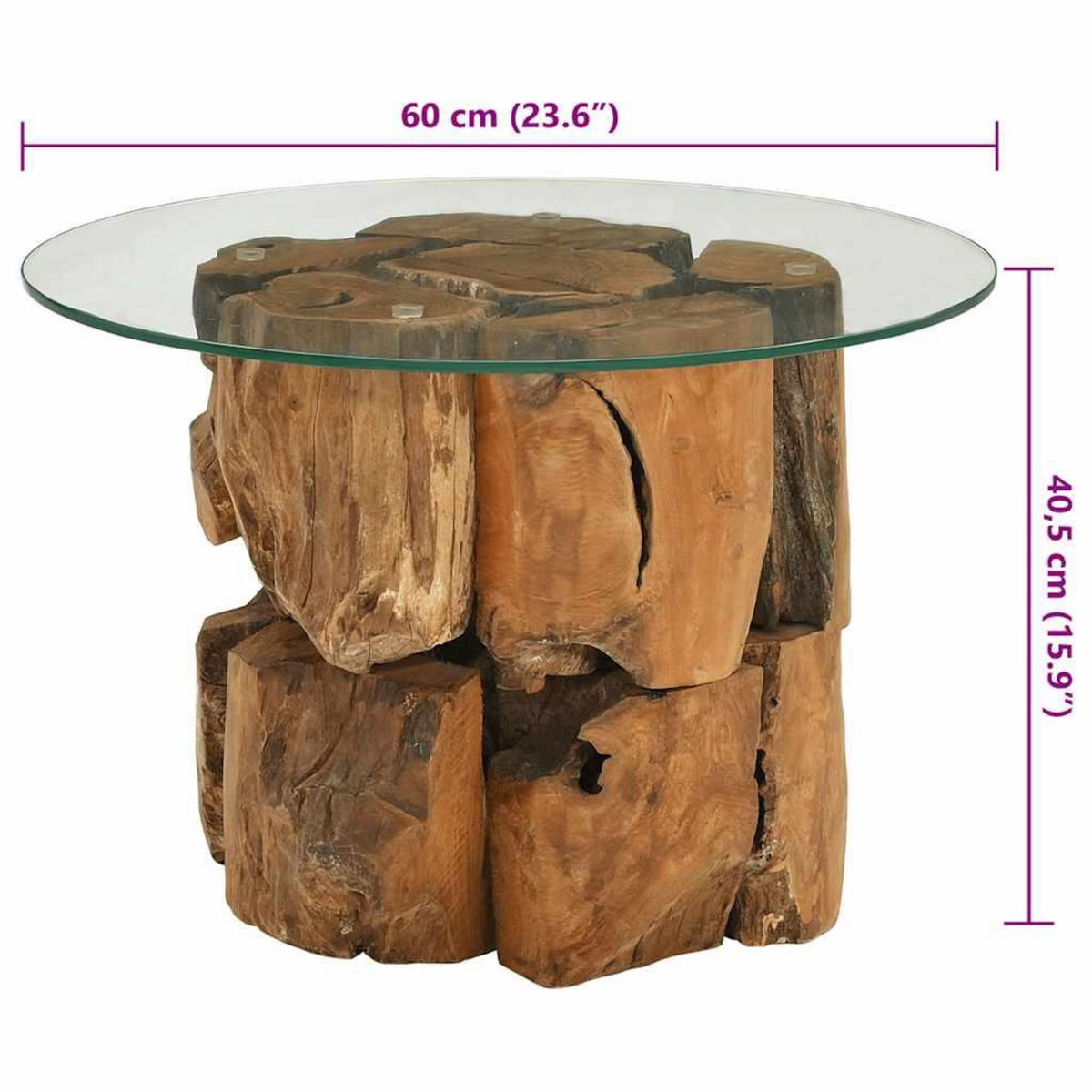 VIDAXL Table basse Bois flottant de teck massif 60 cm
