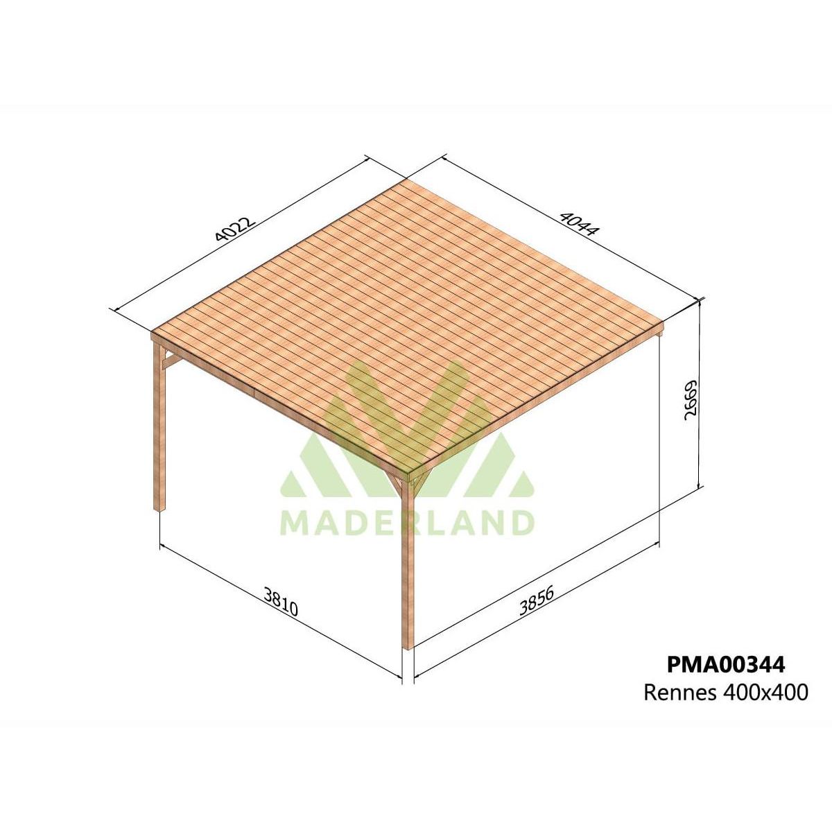 JARDIDECO Pergola adossée en bois Rennes 400 x 400 cm - Maderland