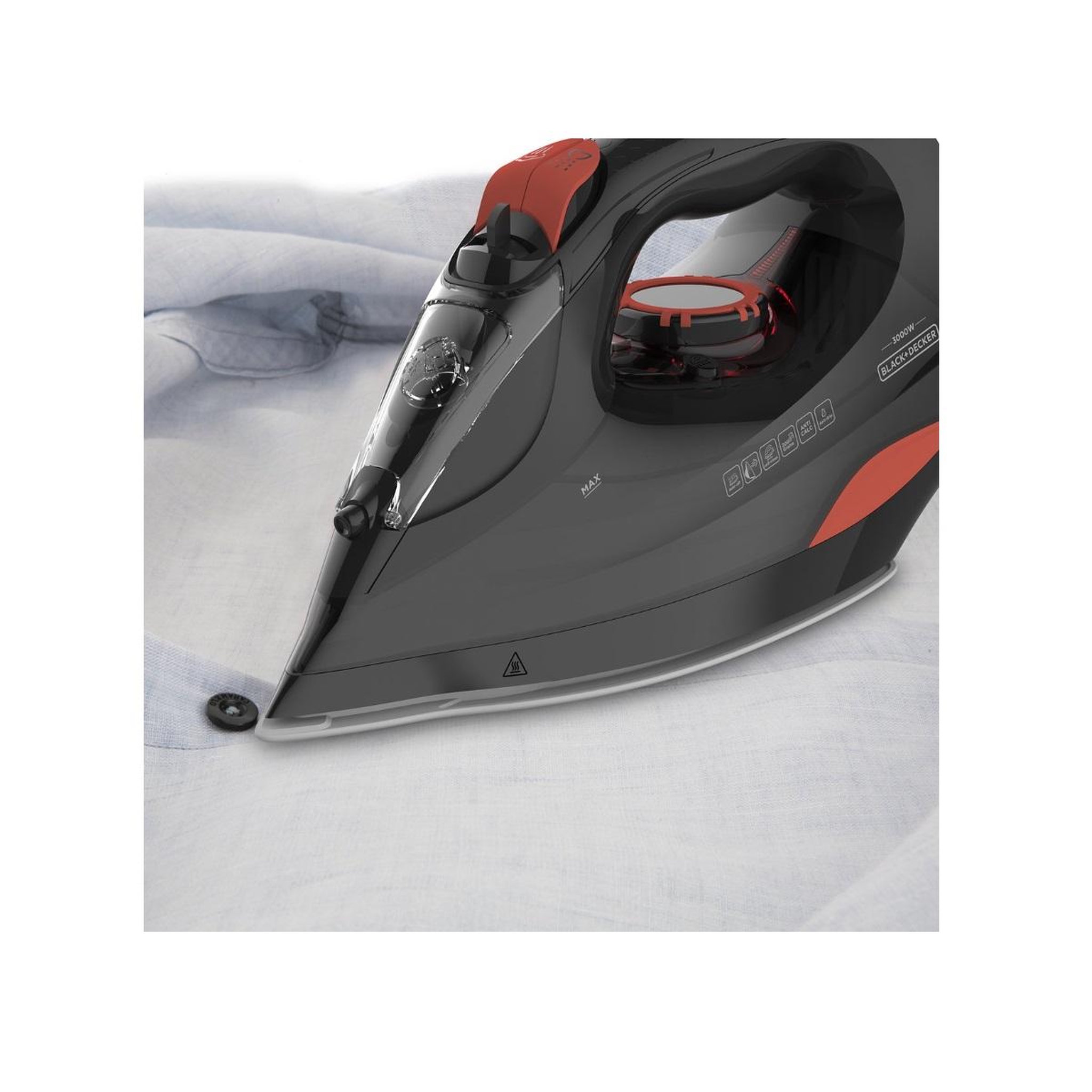 Voir la diapositive 5 : Black et Decker Fer à repasser vapeur 3000w 45g/min noir et rouge - BXIR3000E