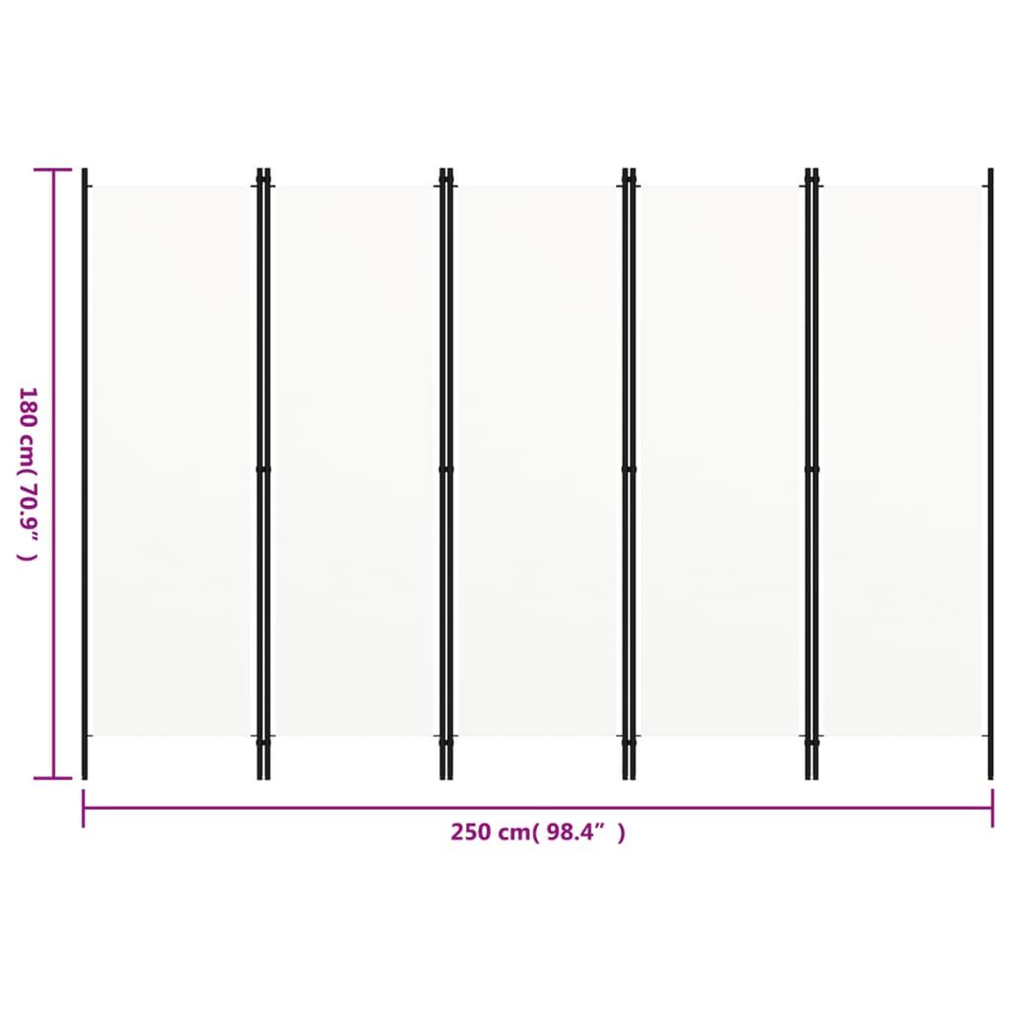 Voir la diapositive 6 : VIDAXL Cloison de separation 5 panneaux Blanc 250x180 cm