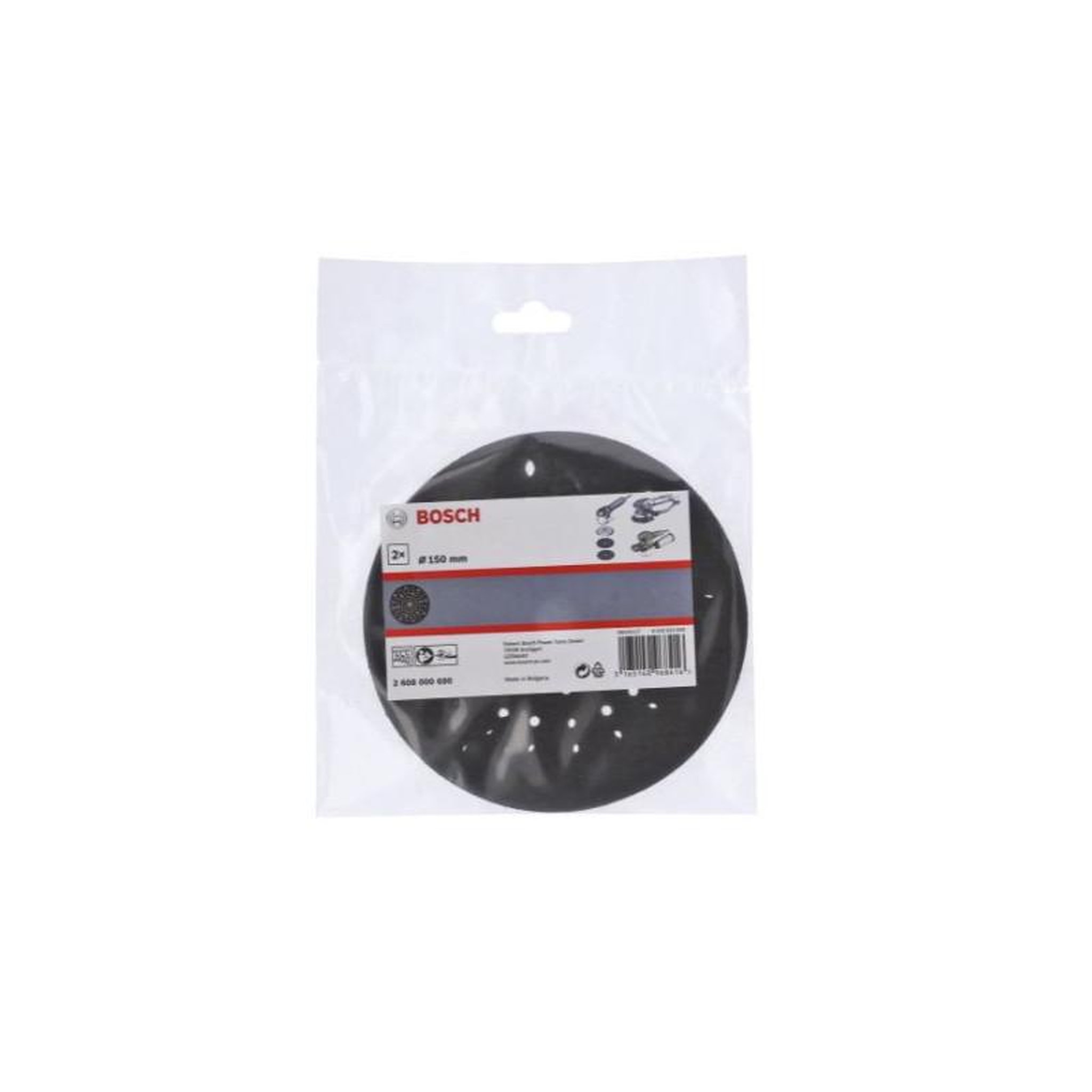Voir la diapositive 2 : BOSCH Patin abrasif pour ponceuses orbitales D150mm pack de 2 BOSCH 2608000690
