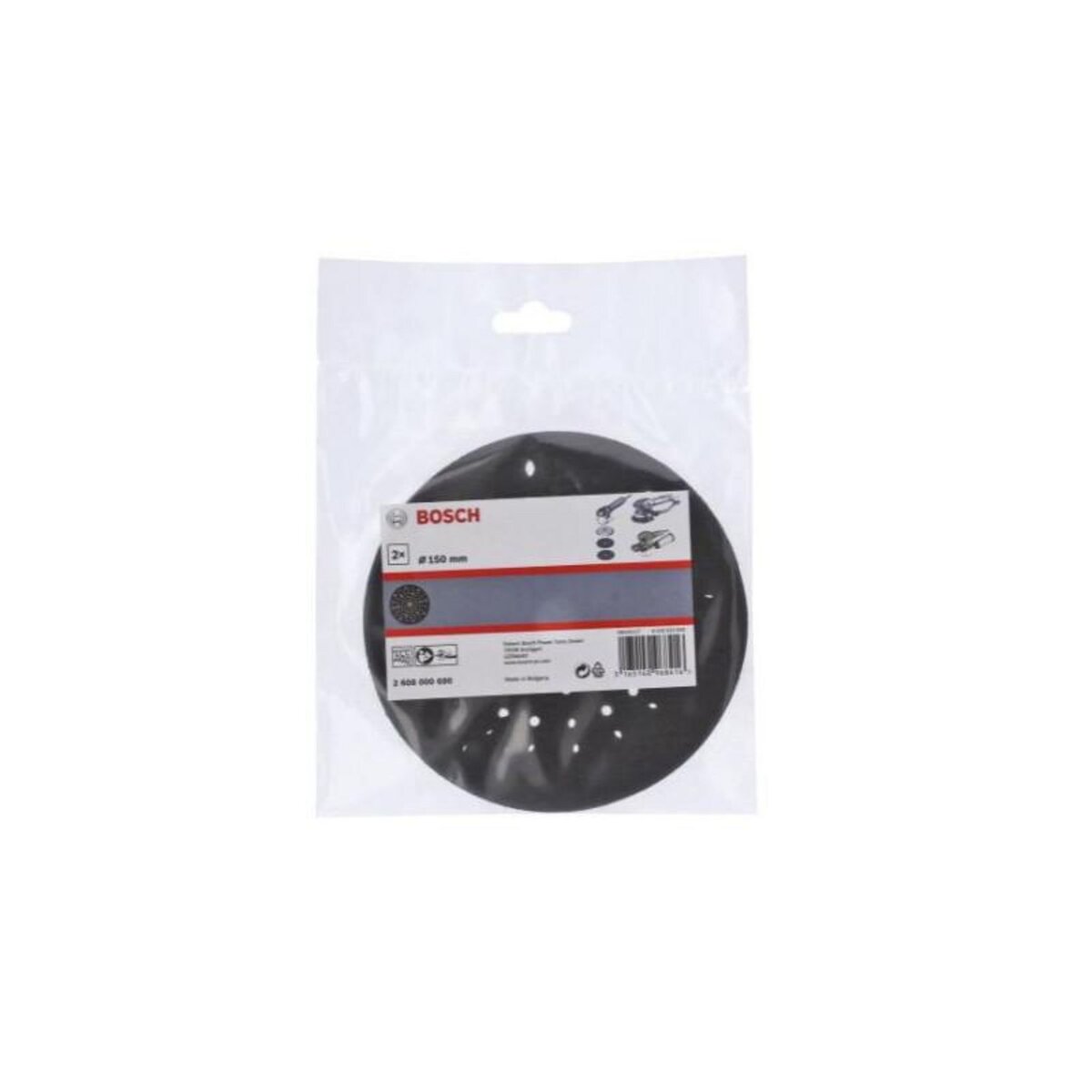 BOSCH Patin abrasif pour ponceuses orbitales D150mm pack de 2 BOSCH 2608000690