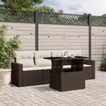 VIDAXL Salon de jardin avec coussins 5 pcs marron resine tressee
