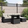 Voir la diapositive 1 : VIDAXL Salon de jardin 6 pcs avec coussins noir resine tressee