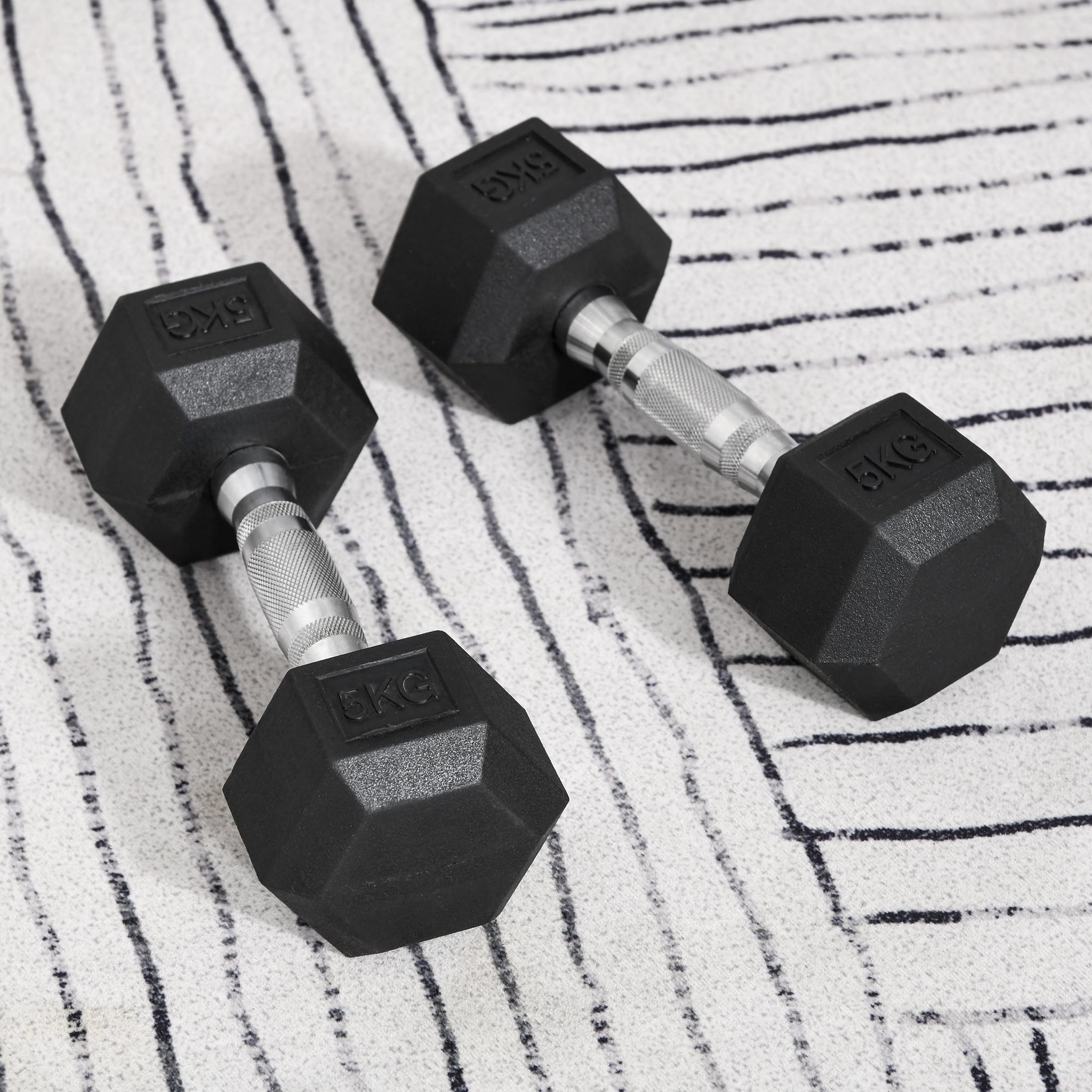 Voir la diapositive 4 : HOMCOM Ensemble d'haltères courtes total 10 kg - entraînement musculaire & haltérophilie - acier caoutchouc noir