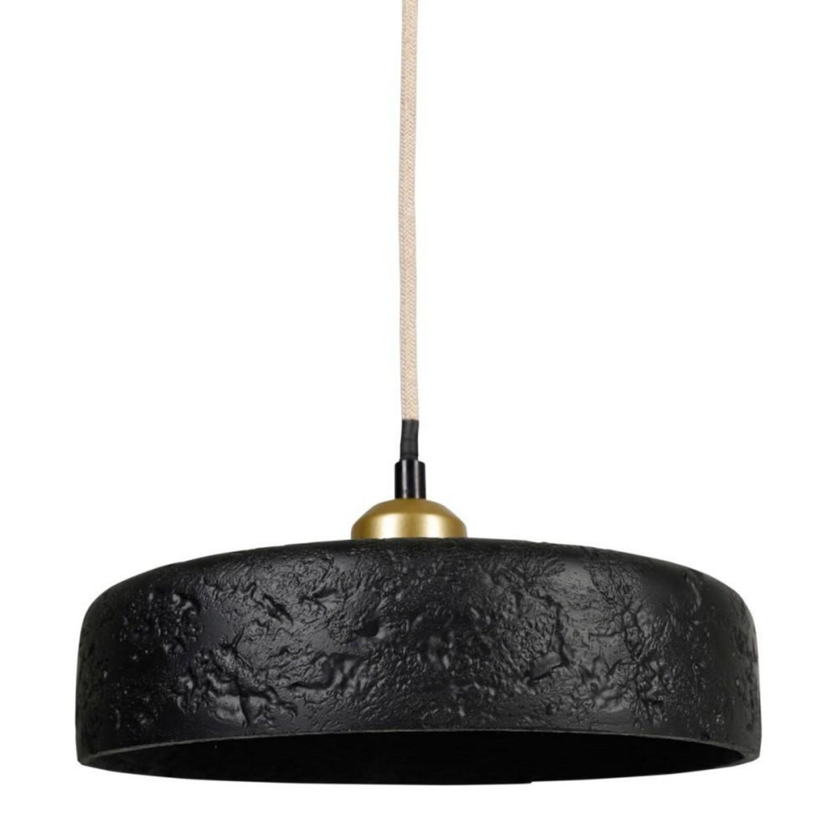 OSTARIA Suspension ciment et métal noire et dorée