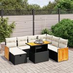 VIDAXL Salon de jardin 8 pcs avec coussins noir resine tressee