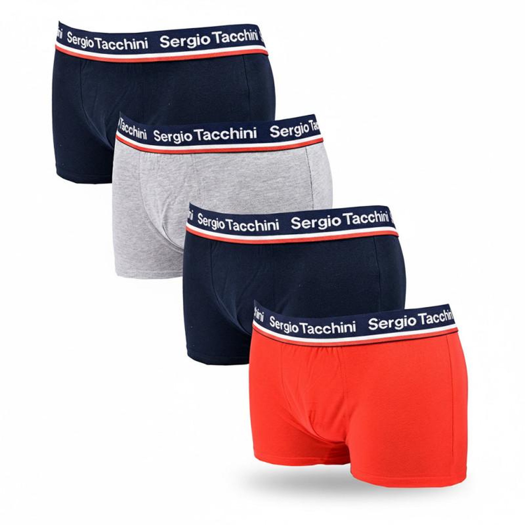 SERGIO TACCHINI Sergio Tacchini Pack de Boxers Homme Lot de 4. Coloris disponibles : Noir, Bicolore, Bleu, Noir / Bleu