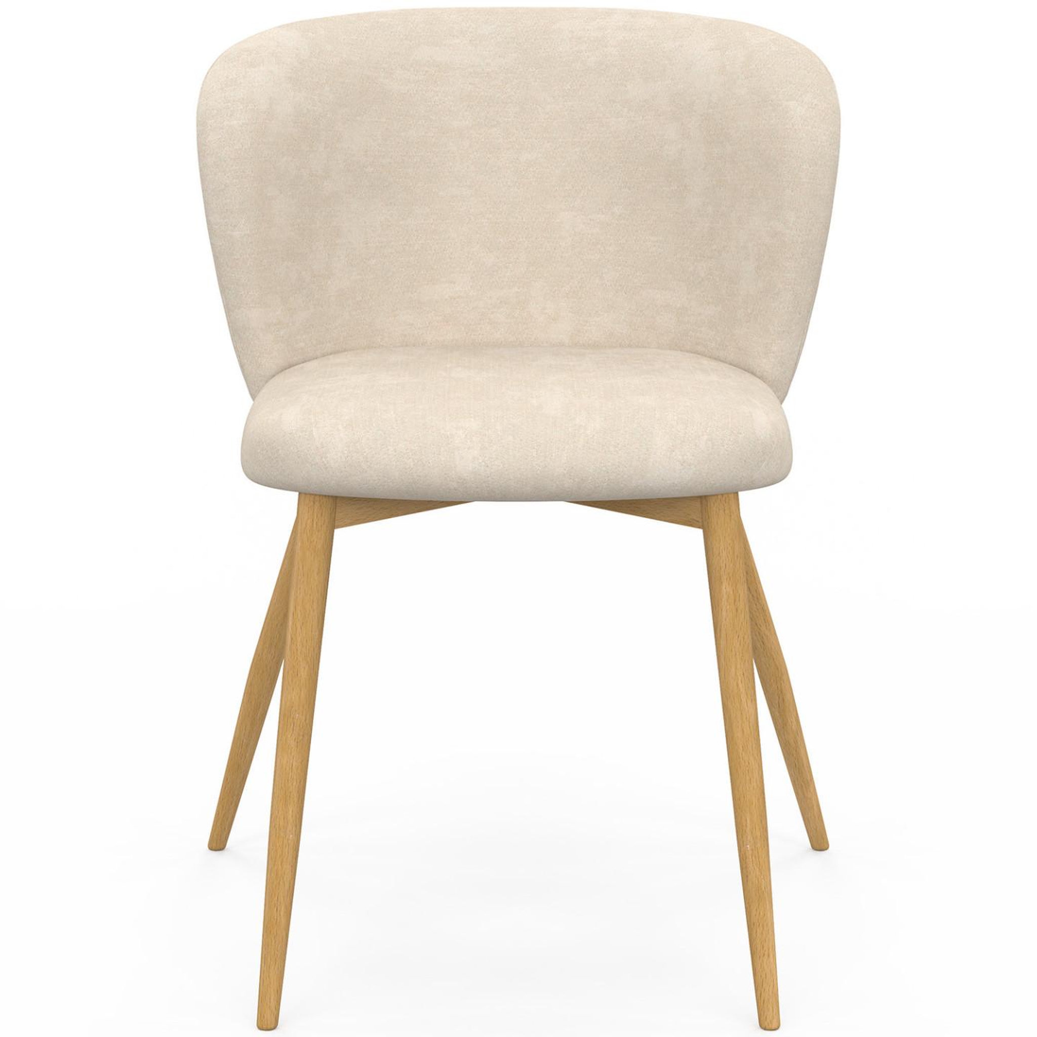 Voir la diapositive 3 : ID MARKET Lot de 4 chaises paulie en tissu chenille beige et pieds effet bois pour salle à manger