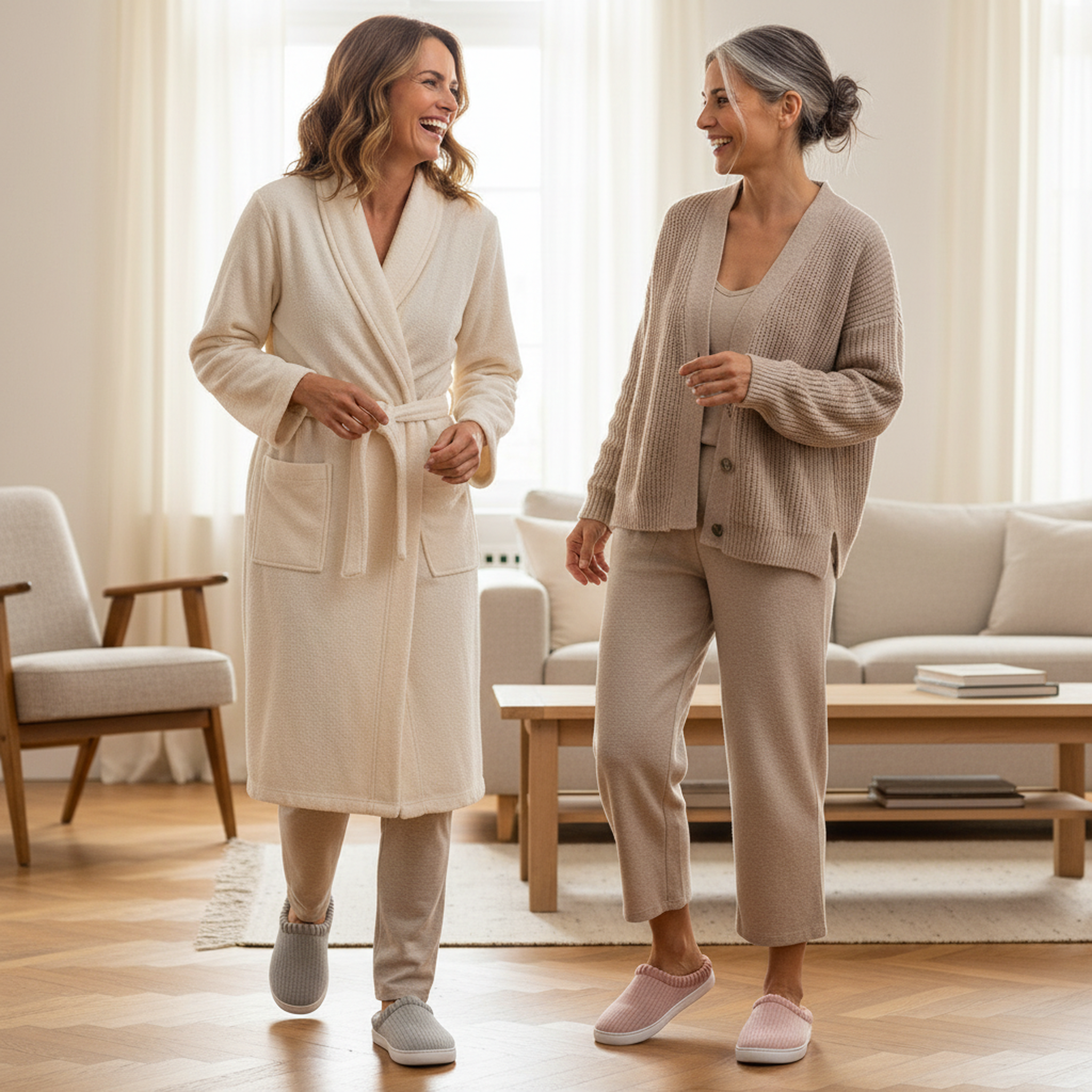 Voir la diapositive 4 : OZABI Ozabi pack 2 paires mules femme tricot côtelé pailleté fausse fourrure
