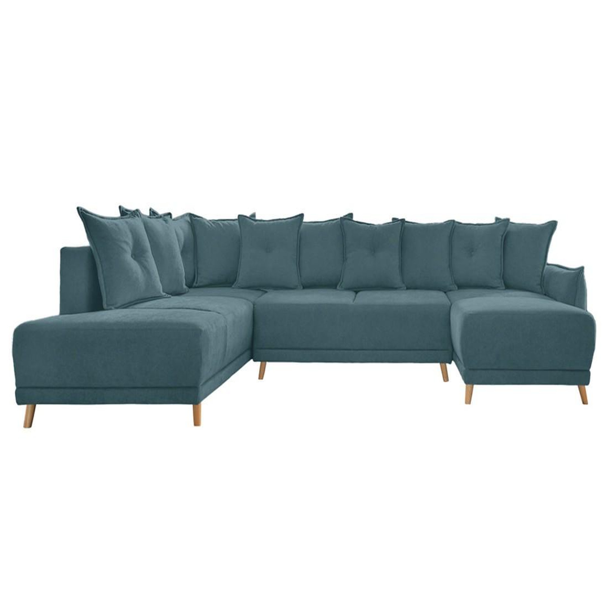 Voir la diapositive 1 : BEST MOBILIER Lena - canapé d'angle panoramique convertible - avec coffre - 7 places - gauche