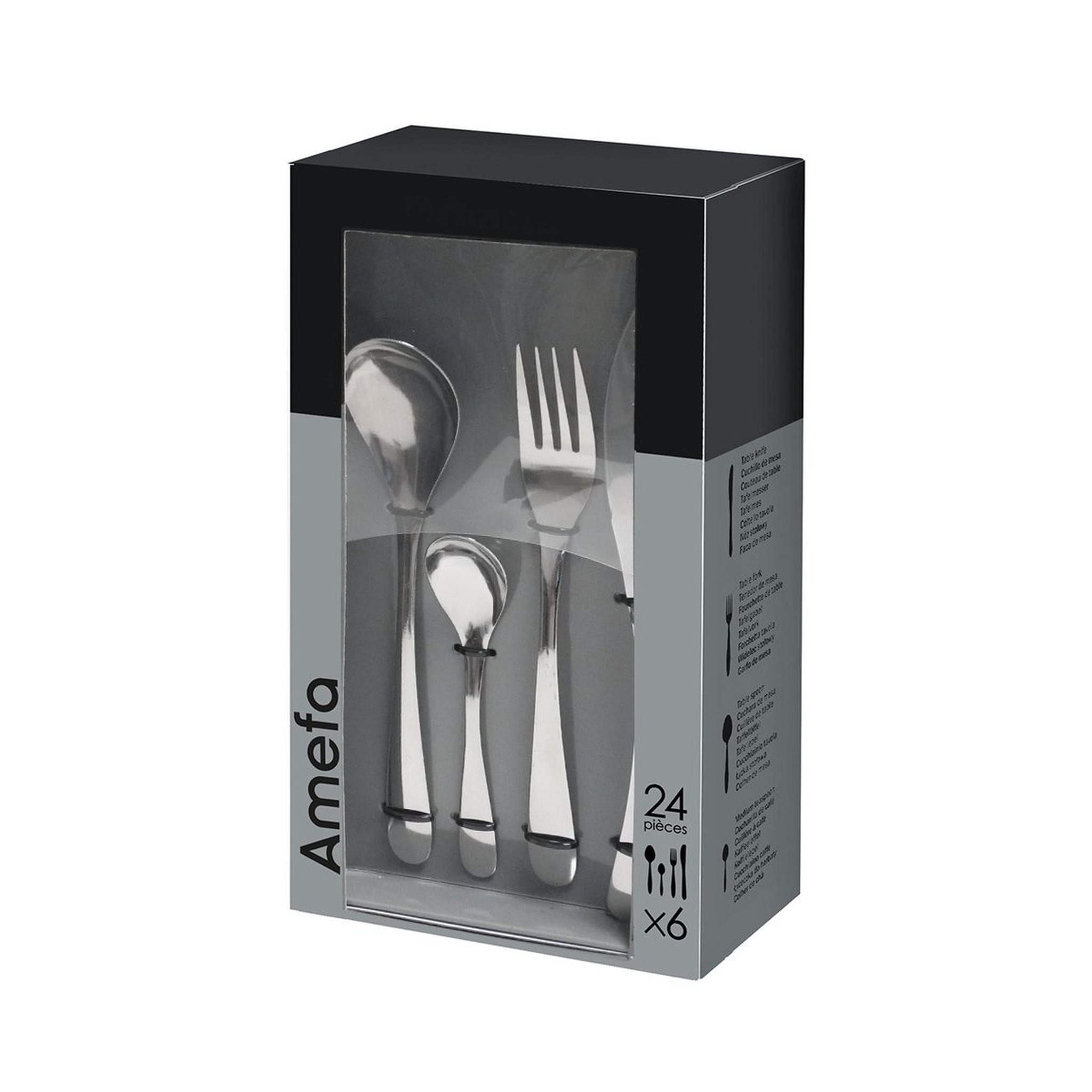 Voir la diapositive 3 : AMEFA Ménagère 24 pièces NYMPHEA inox 