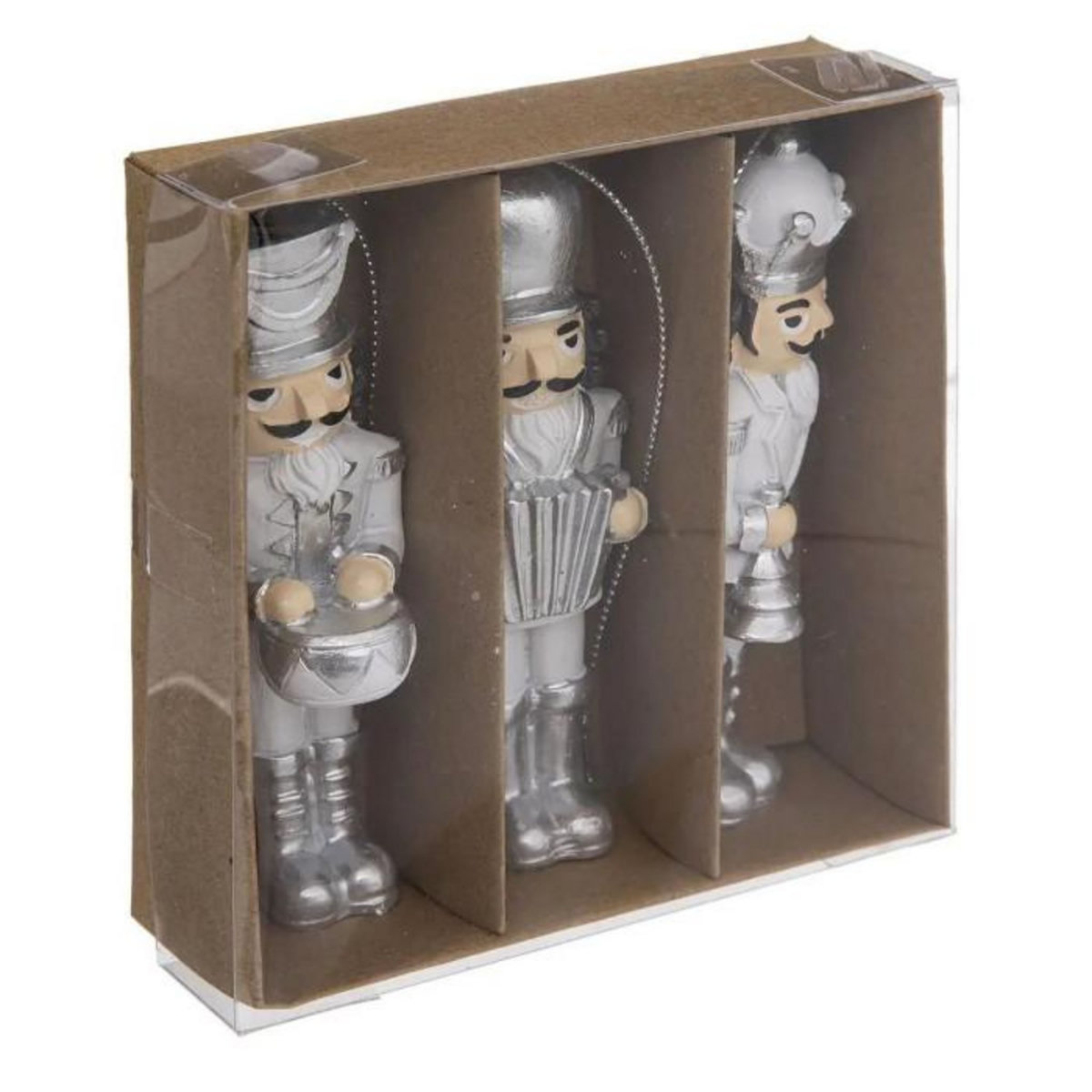 ATMOSPHERA Lot de 3 Sujets de Noël  Casse Noisette  10cm Argent