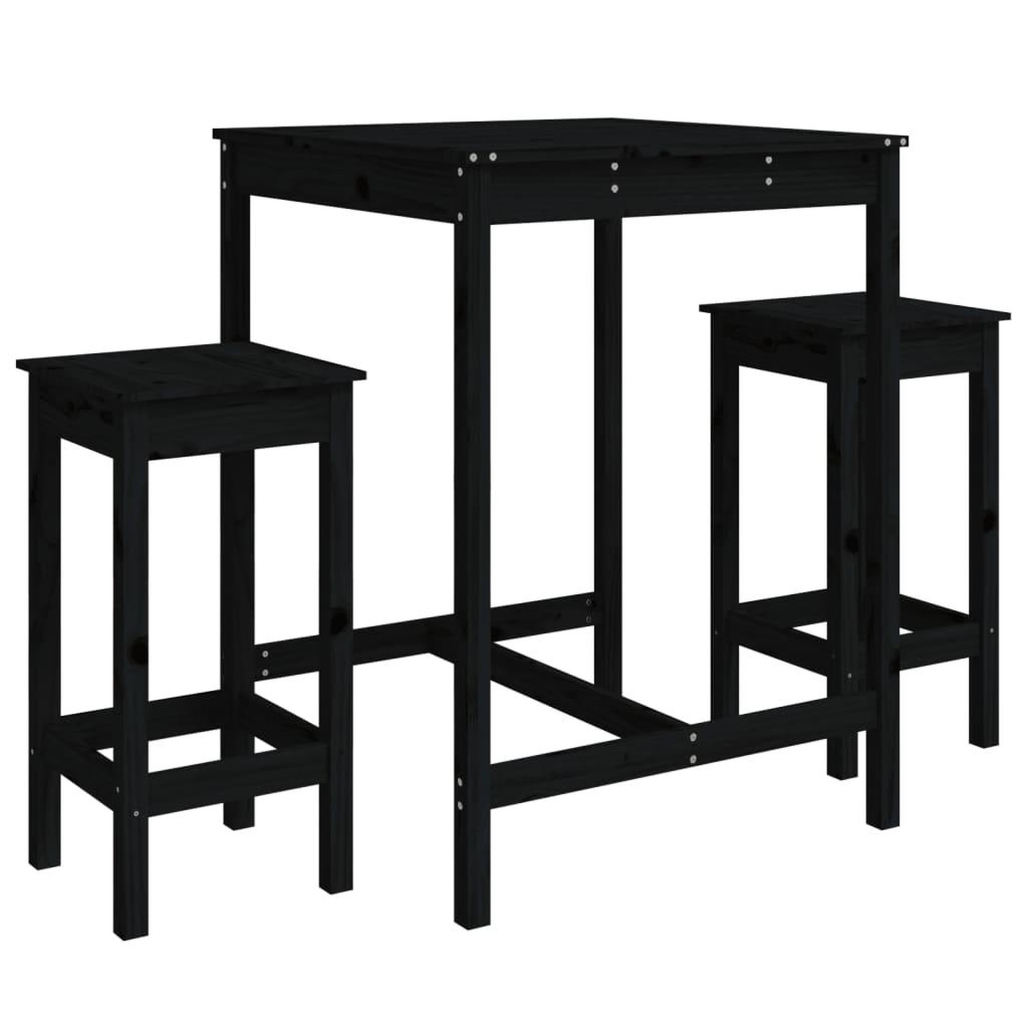 Voir la diapositive 2 : VIDAXL Ensemble de bar de jardin 3 pcs noir bois de pin massif