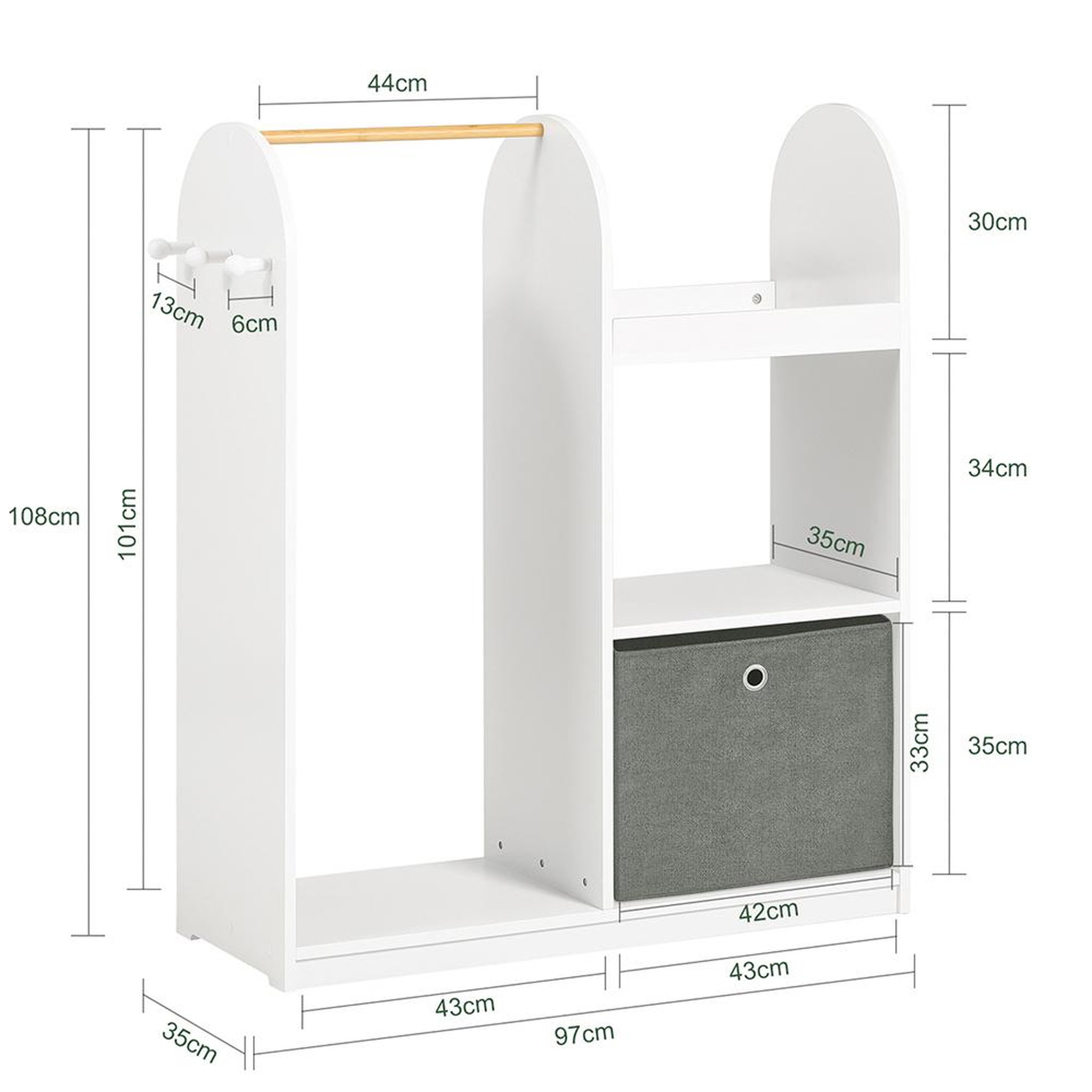 Voir la diapositive 3 : SOBUY SoBuy - Armoire Enfant à 2 étagères - Nordique - KMB40