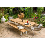 JARDILINE Table de jardin - 6/10 places - Aluminium/Bois - Blanc - SEYCHELLES