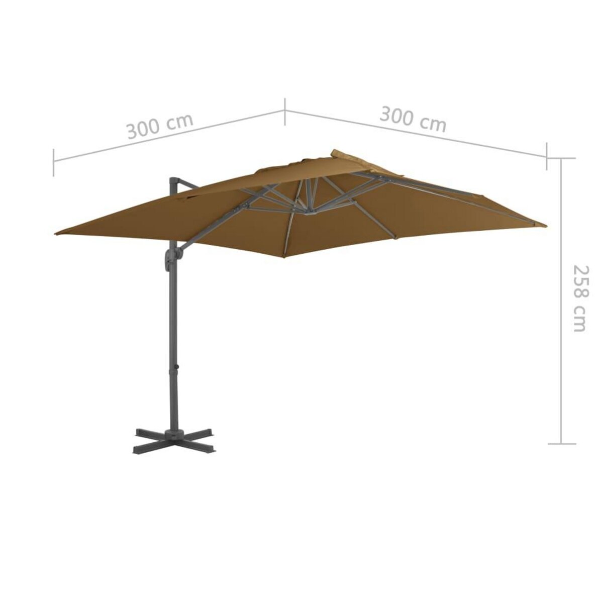 VIDAXL Parasol de jardin en porte-a-faux et poteau en aluminium taupe