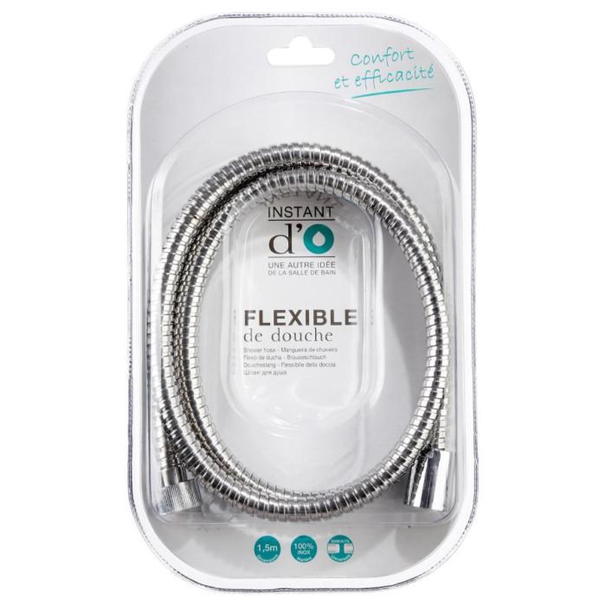 Voir la diapositive 3 : FIVE Flexible de Douche  Inox  1,5m Argent