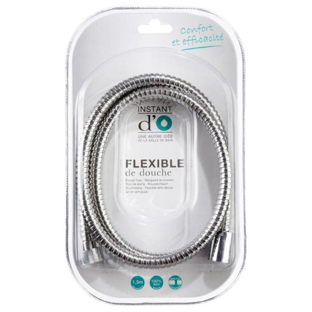 FIVE Flexible de Douche  Inox  1,5m Argent