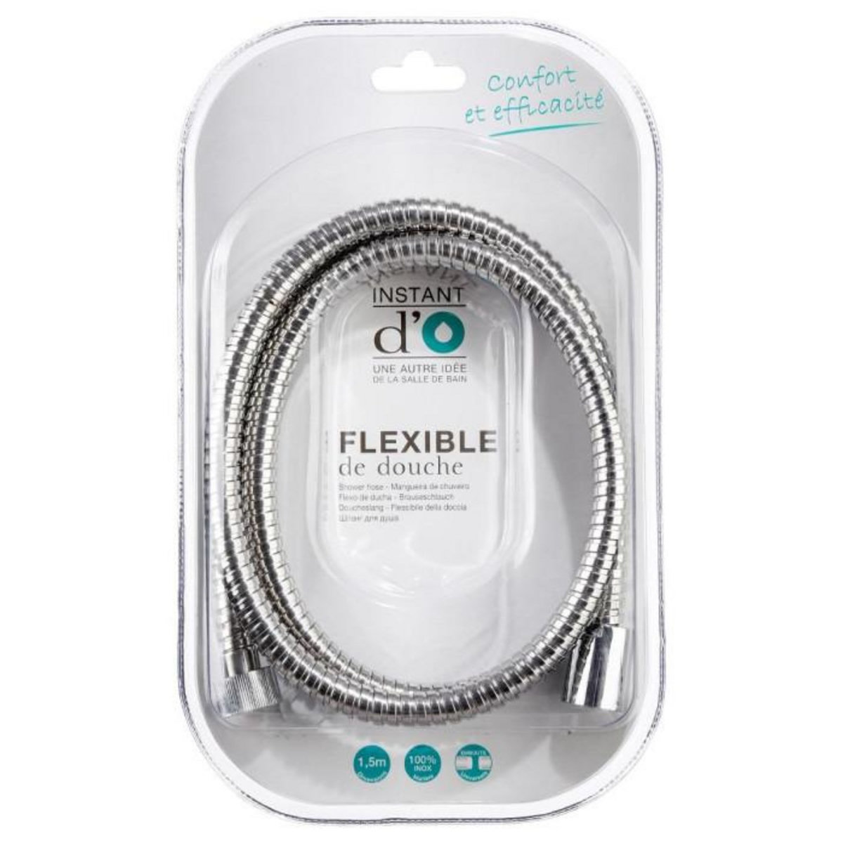FIVE Flexible de Douche  Inox  1,5m Argent