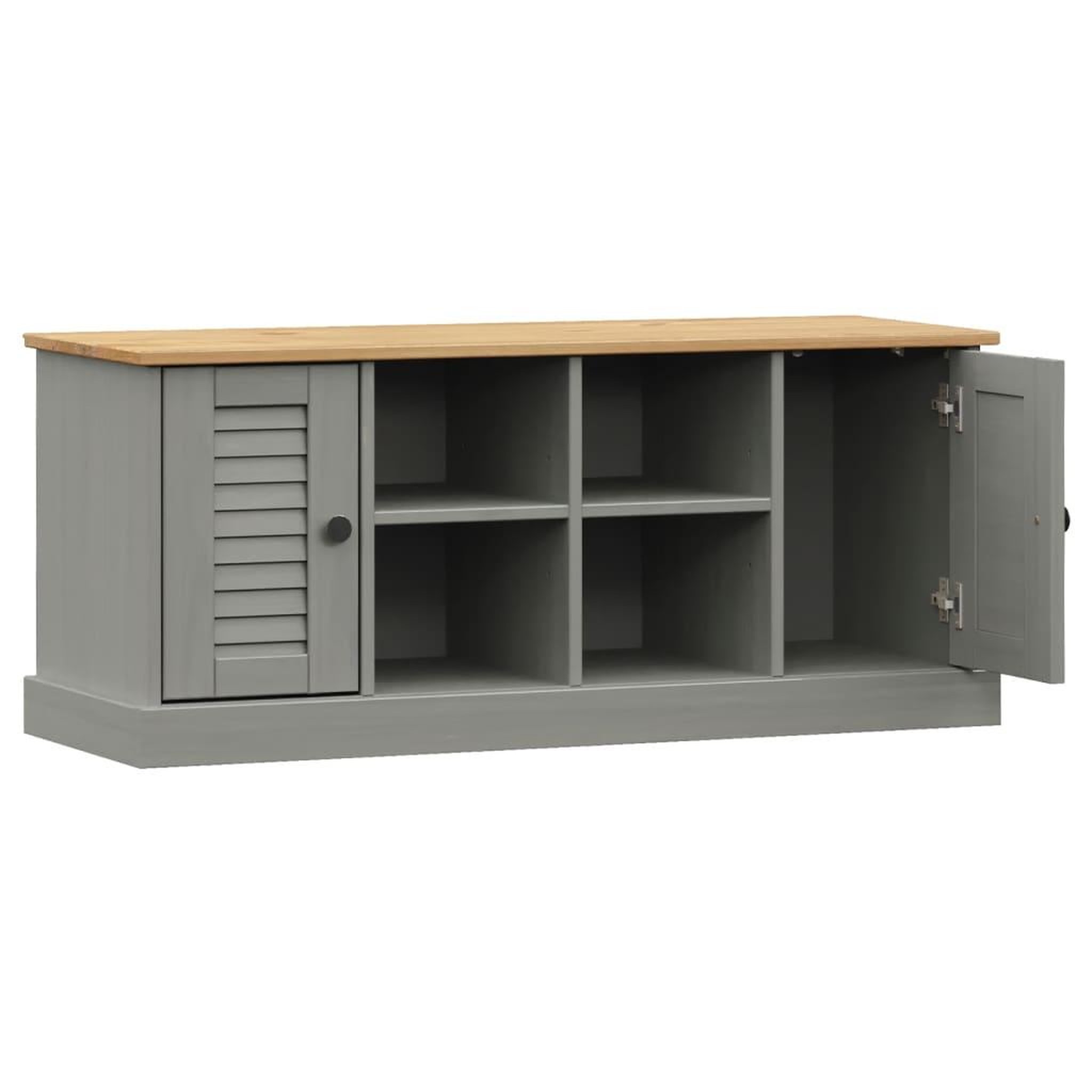 Voir la diapositive 5 : VIDAXL Banc a chaussures VIGO gris 106x35x45 cm bois massif de pin