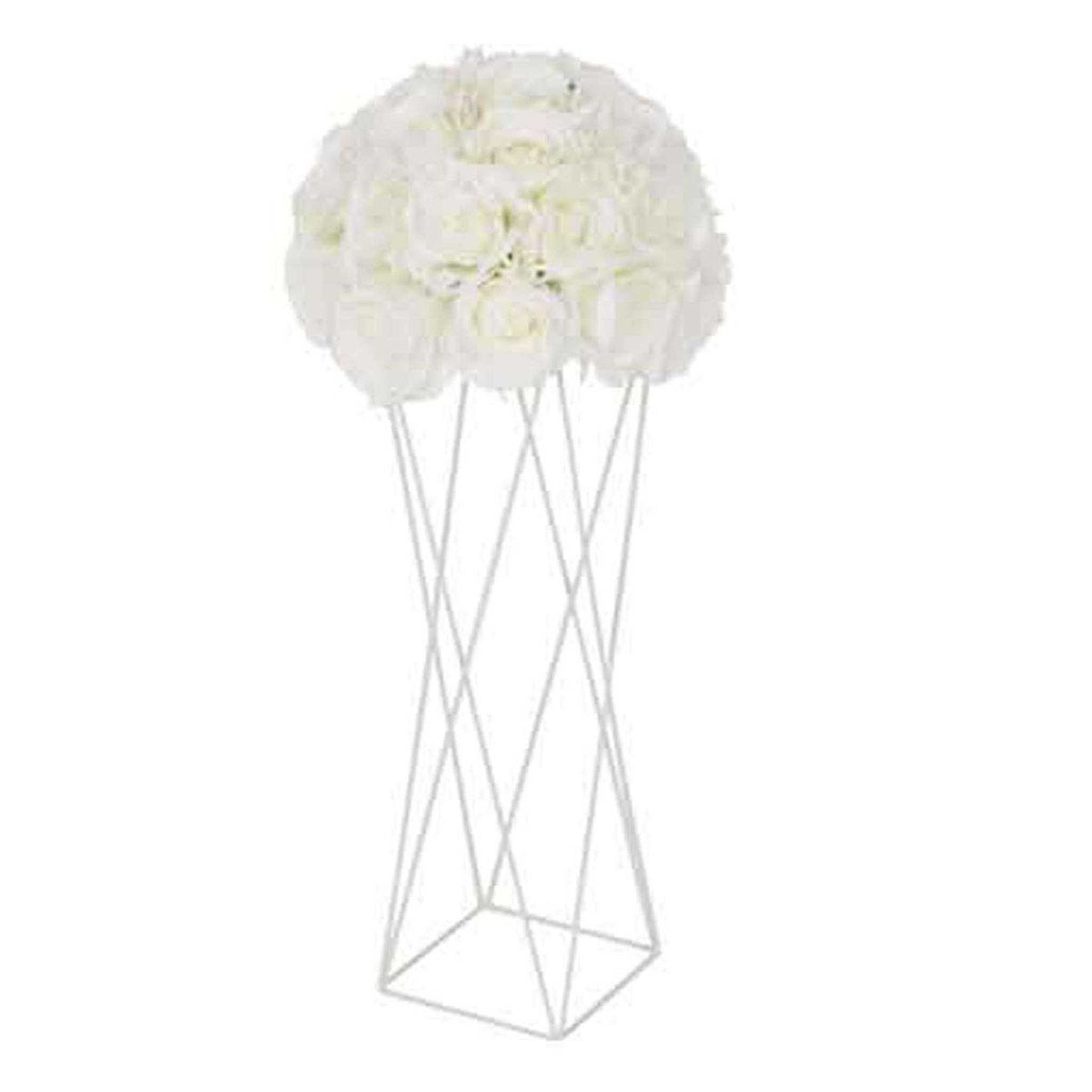 Voir la diapositive 2 : J-LINE Cache-pot en métal  support croix  55cm blanc