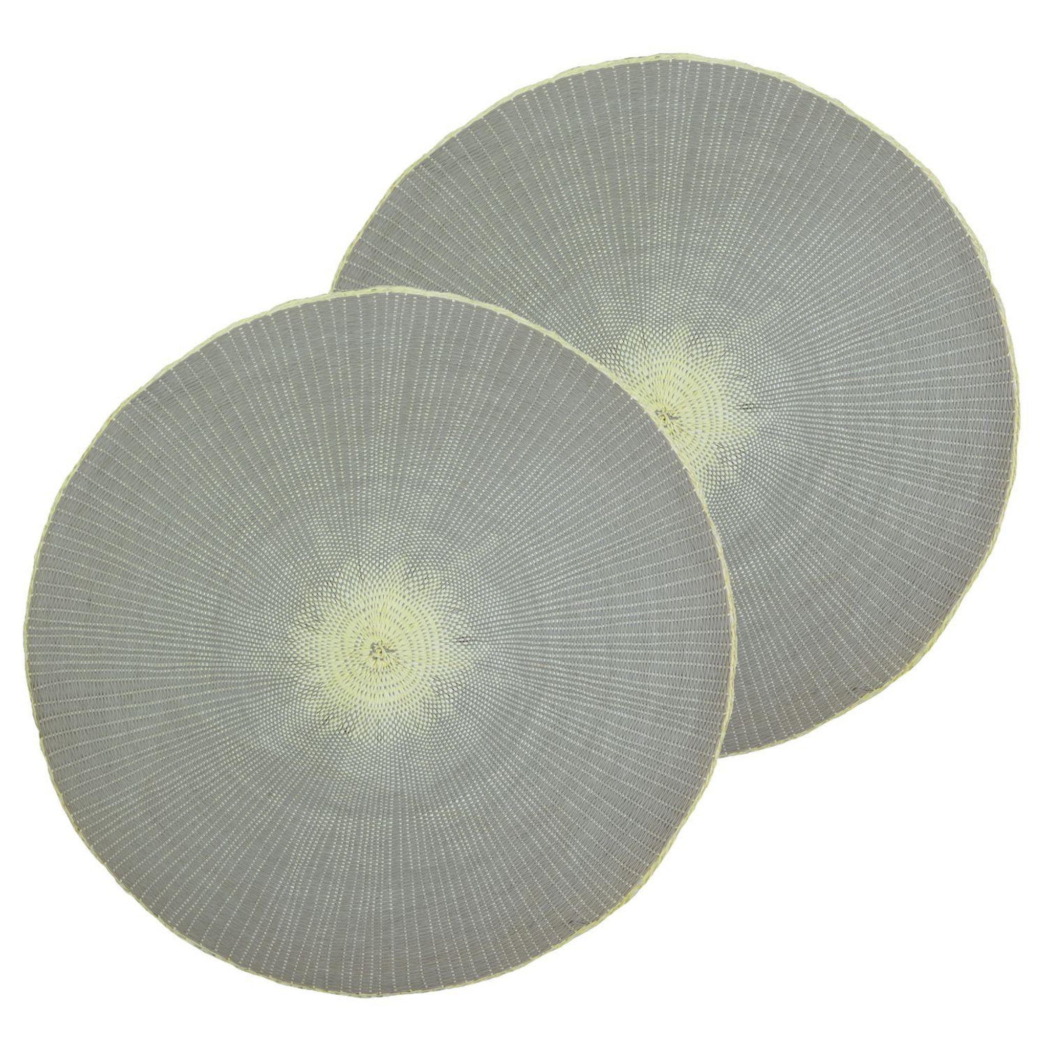 HABITABLE Lot de 2 sets de tables ronds en jute GREGE - Diam. 38 cm - Gris