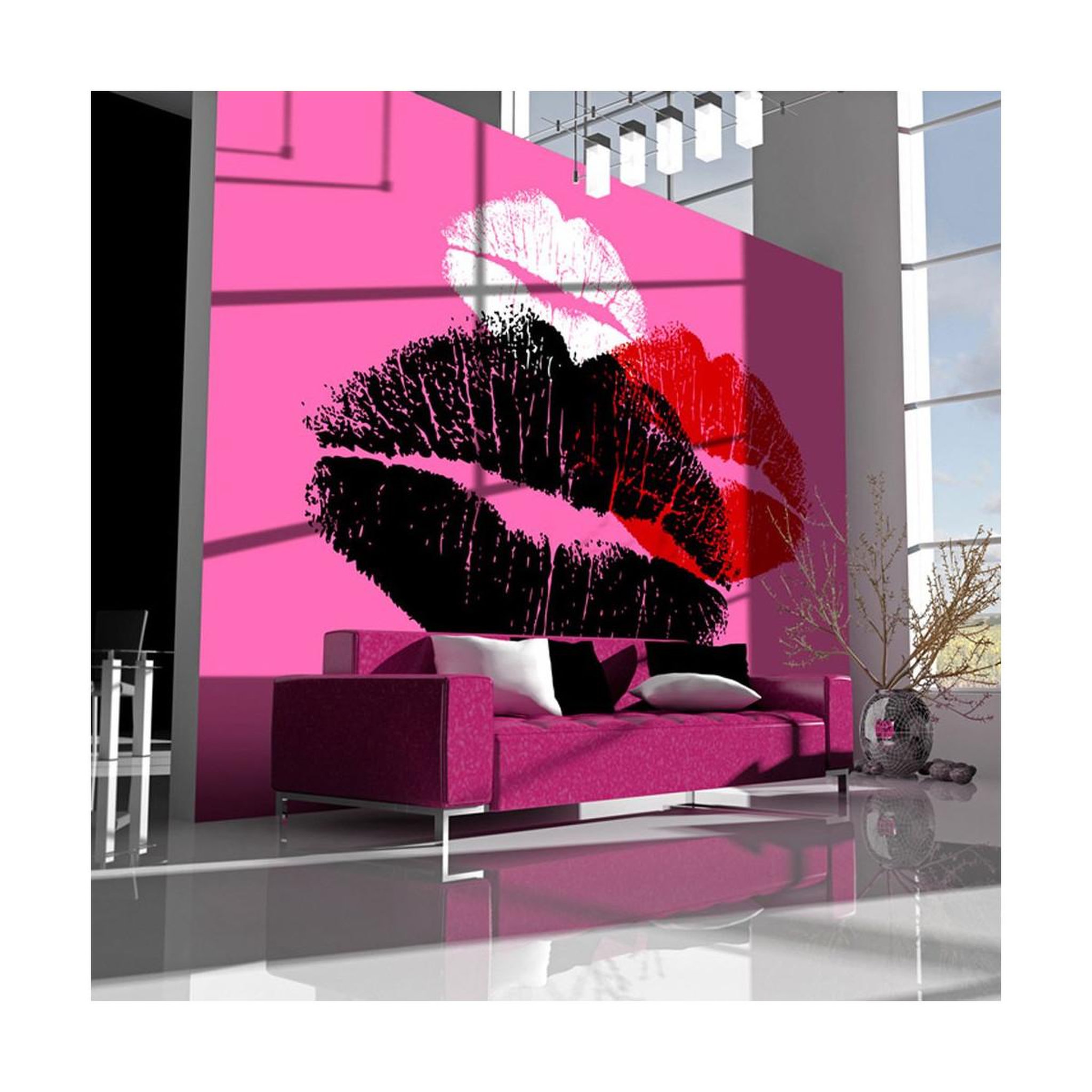 Paris Prix Papier peint  trois baisers. Coloris disponibles : Multicolore